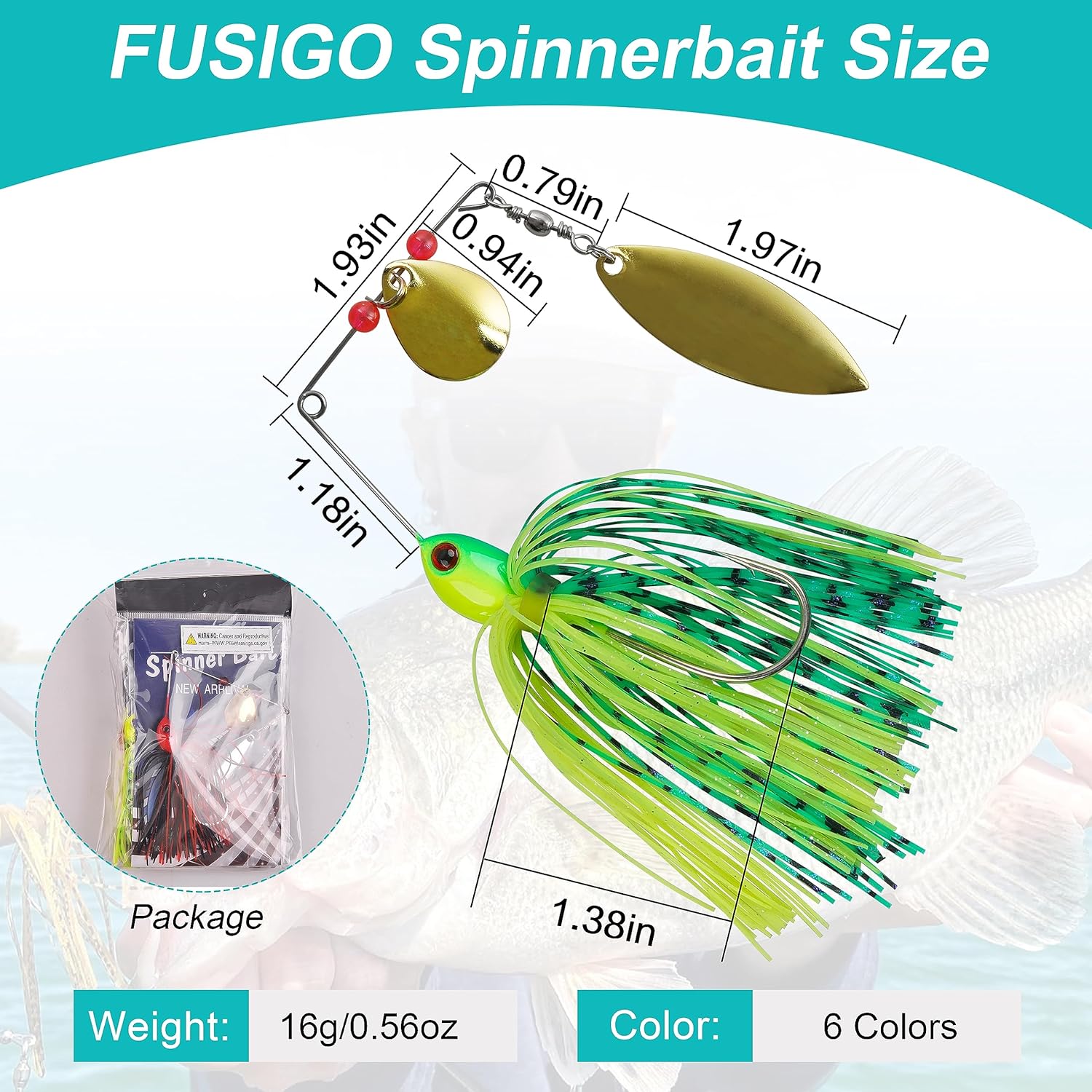 Bass Fishing Lures Spinnerbaits Kit, Hard Metal Spinner Baits Buzzbait Swimbait Jigs Hook Fishing Lures for Bass Pike Trout Salmon