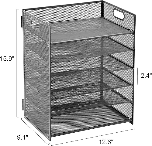 Miniatura 4 de Marbrasse Organizador de archivos de malla de 6 niveles con asa  3 paquetes de organizadores de cajones de escritorio