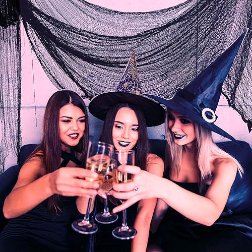 Miniatura 6 de Boao 9 piezas de telaraña blanca de Halloween y tela espeluznante negra con 4 arañas de plástico de 78 x 33 pulgadas, juego de decoración