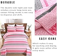 Vista 134 de Homzard King Size Quilt Set, Grey White Snowflake Striped Comforter Set,Cotton Gray Bedspread King Size, Lightweight Comforter Fall Bedding 3 Piece