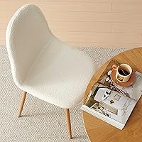 Vista 9 de Dining Kitchen Chairs Set of 4, Modern Upholstered Living Room Chairs White Comfortable Teddy Fabric Bedroom Chairs, Space Saving Dining Side Chairs