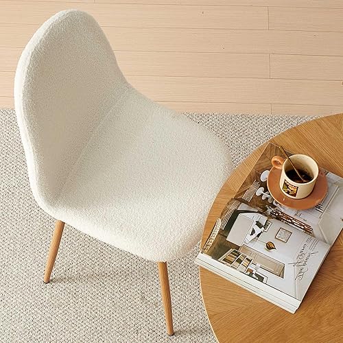 Miniatura 9 de Juego de 4 sillas de comedor y cocina, modernas sillas tapizadas para sala de estar, cómodas sillas de dormitorio de tela de peluche, sillas