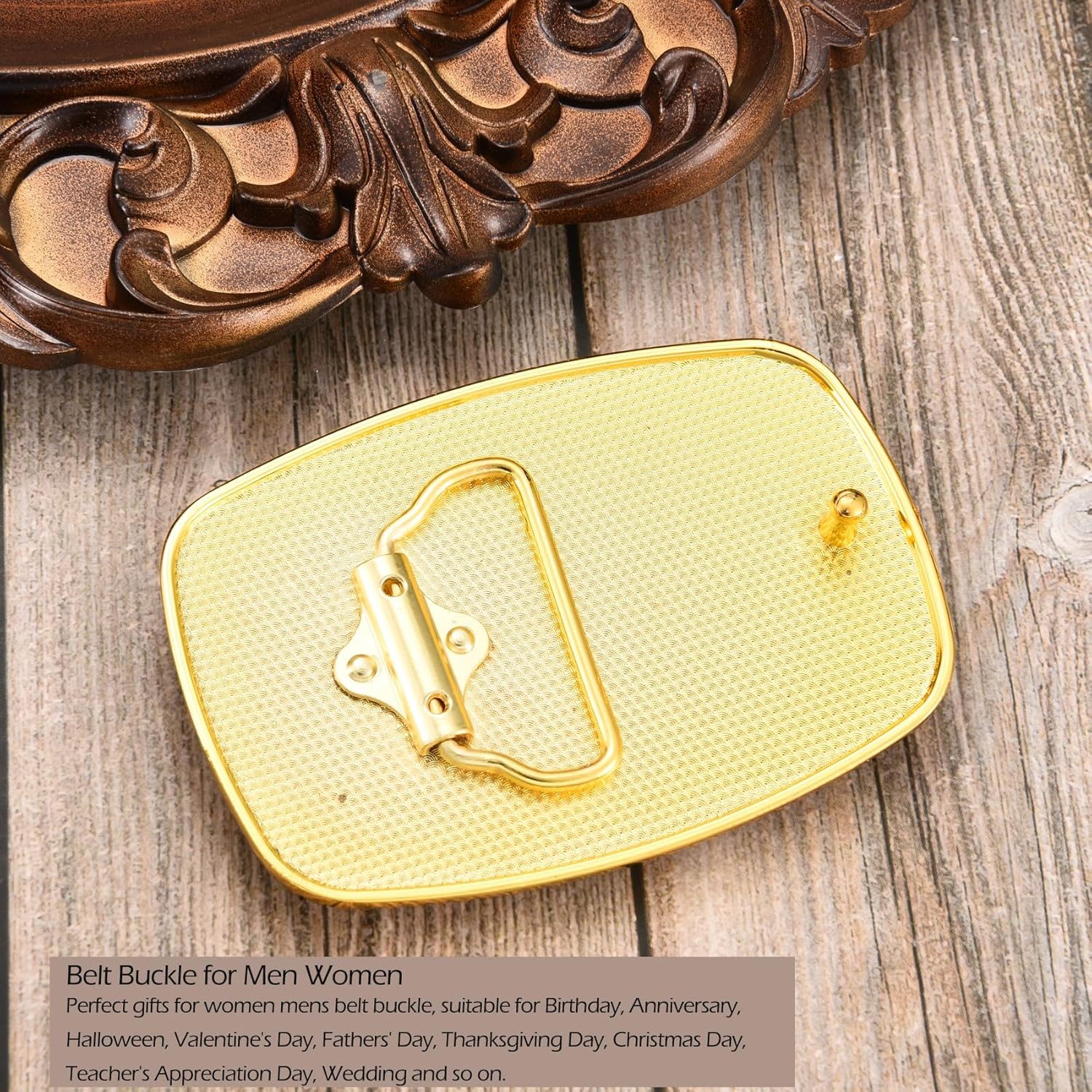 Western Belt Buckle for Men, Golden Horse Belt Buckle with Rubble Surface Women Jeans Accessory - Image 7