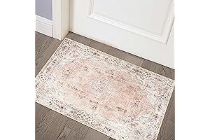 MUJOO Washable, Stylish 2'x3' Pink Floral Bohemian Area Rug