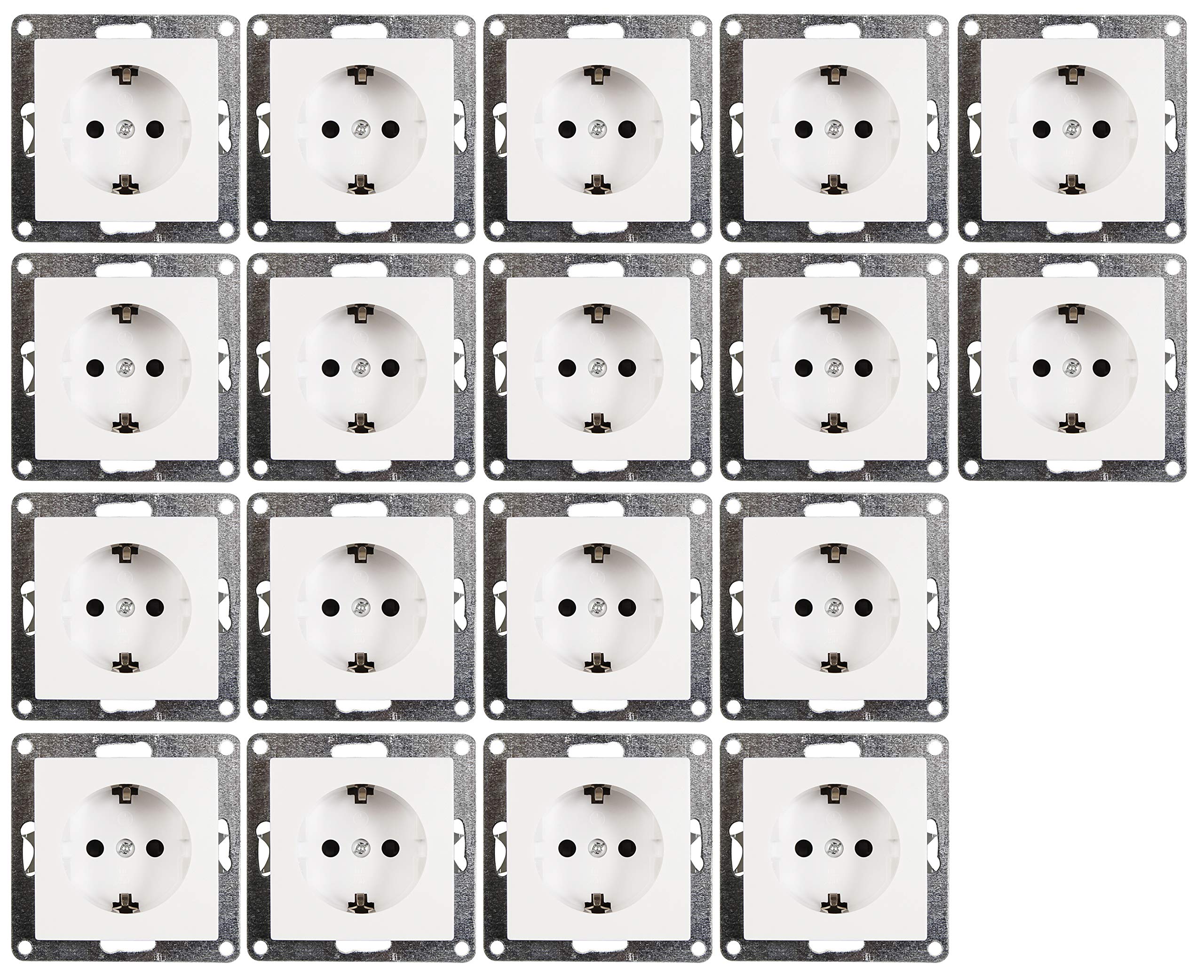 MC Power - Pack of 18 Sockets | Flair | Protective Contact Sockets in White, Matt