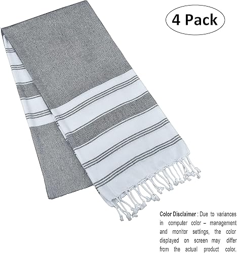Miniatura 9 de GLAMBURG Peshtemal - Juego de 4 toallas turcas de playa de 100 % algodón de gran tamaño, 36 x 71 pulgadas, toallas de playa de algodón para adultos,