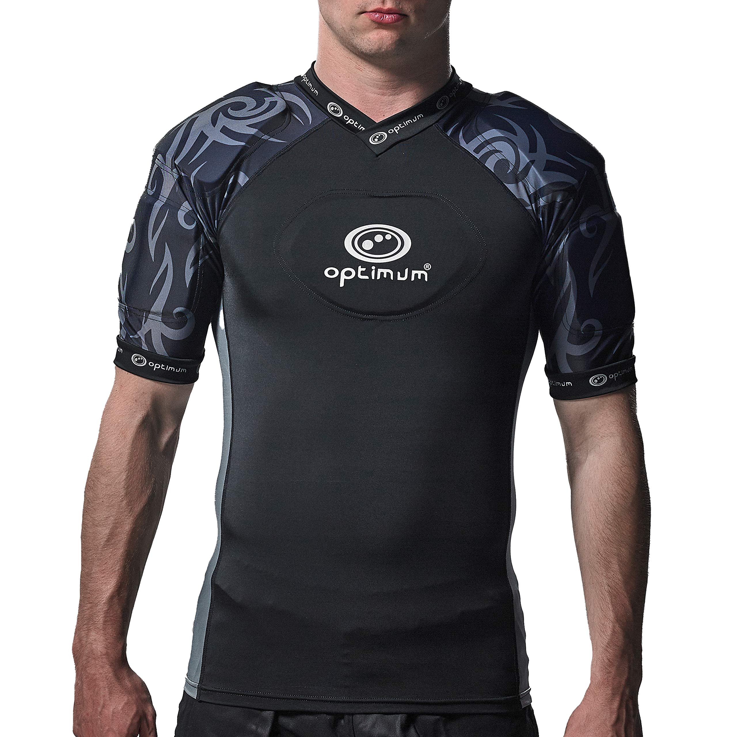 Optimum Men's Razor Protective Top Shoulder Pads, Black/Silver, Large - Image 2
