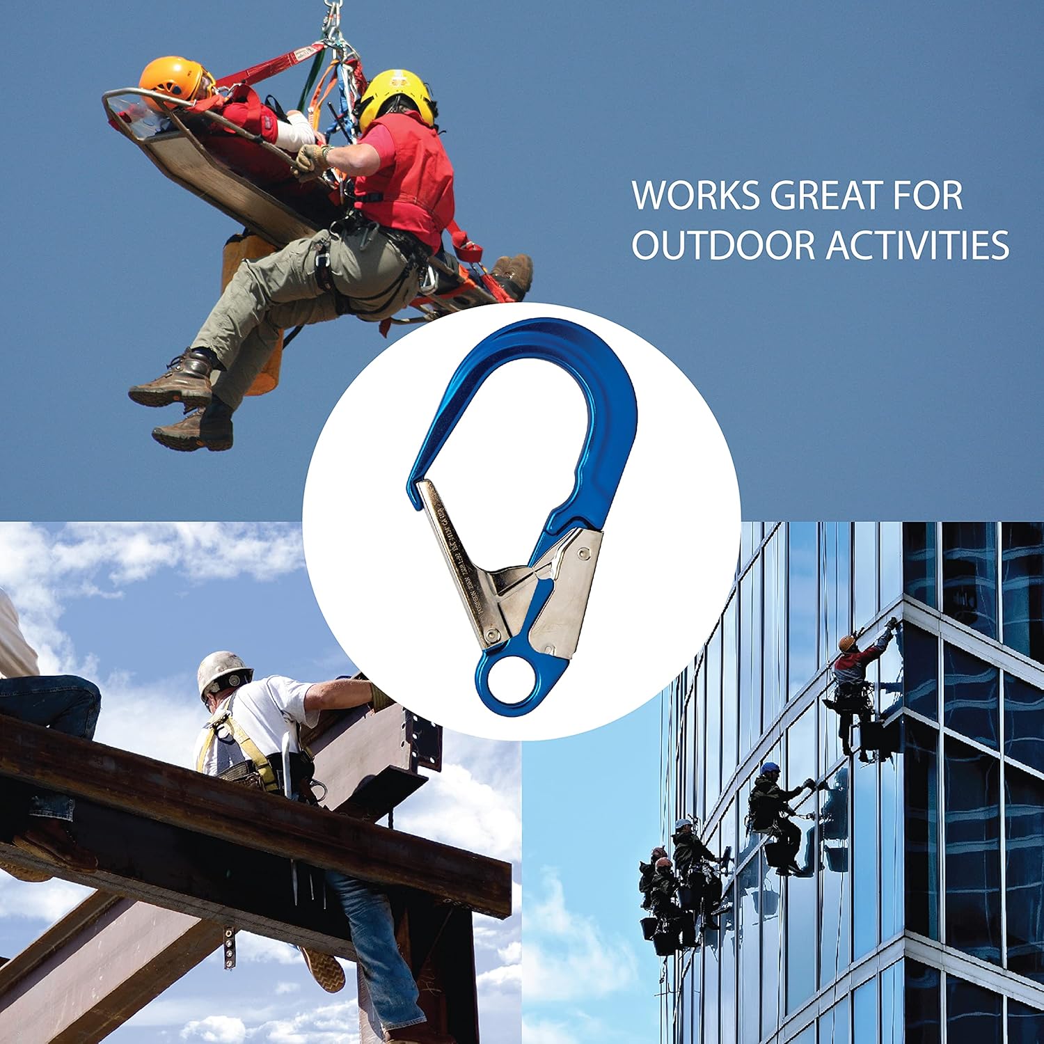 Fusion Climb Poseidon II Aluminum Stainless Steel Gate Drop Forged Rebar Hook , Blue : Locking Carabiners : Sports & Outdoors