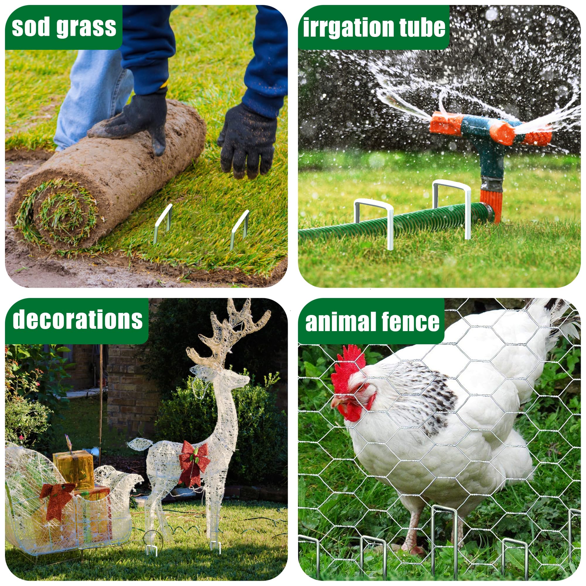 Confezione da 500 picchetti da giardino zincati da 15,2 cm, picchetti antiruggine per barriera contro erbacce, tubi per irrigazione, tessuto paesaggistico, prato da cortile