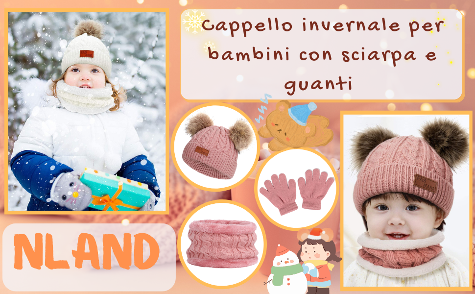 Set Invernale Bambini 3 In 1 - Cappello Con PomPom, Sciarpa E Guanti In Maglia Termica, Morbido E Caldo, Per 1-5 Anni - Foto 5