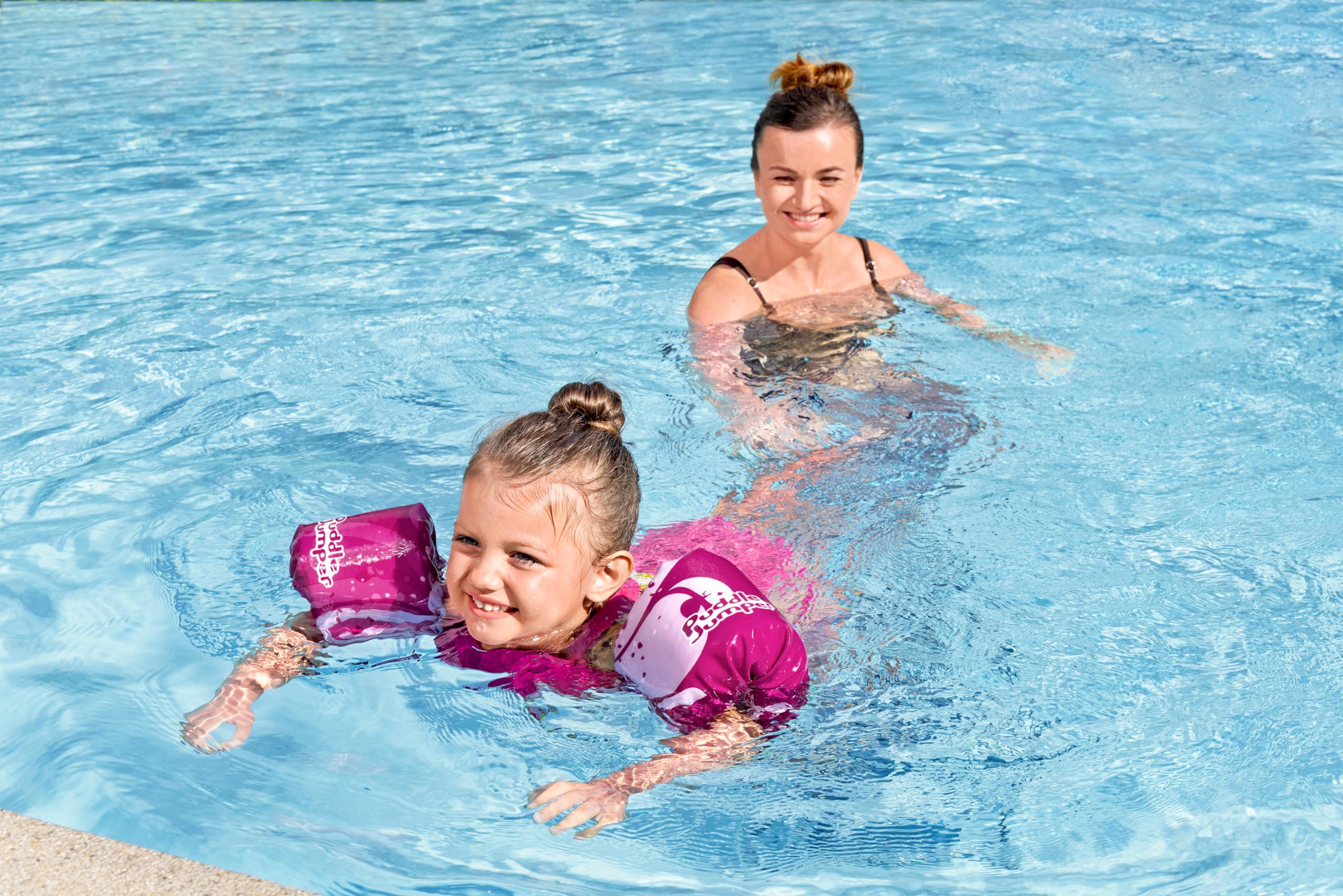 Bestway 90144 Giubbino da nuoto per bambini Puddle Jumper Deluxe rosa con braccioli, 2-6 anni