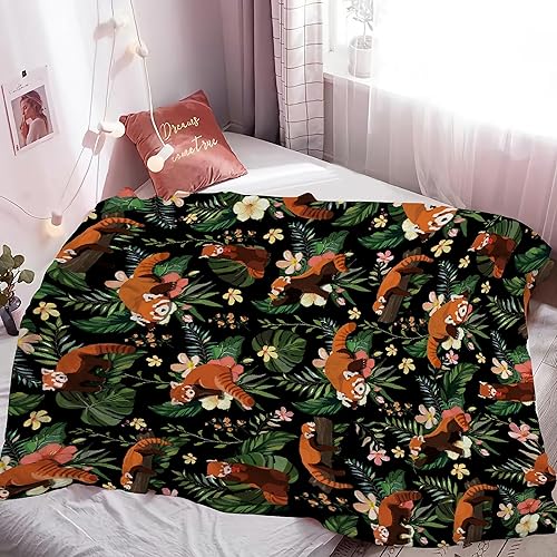 Miniatura 6 de Bonita manta de panda rojo, regalo para niñas, niños, amantes de los animales del bosque, manta de franela súper suave para el sofá, la cama de