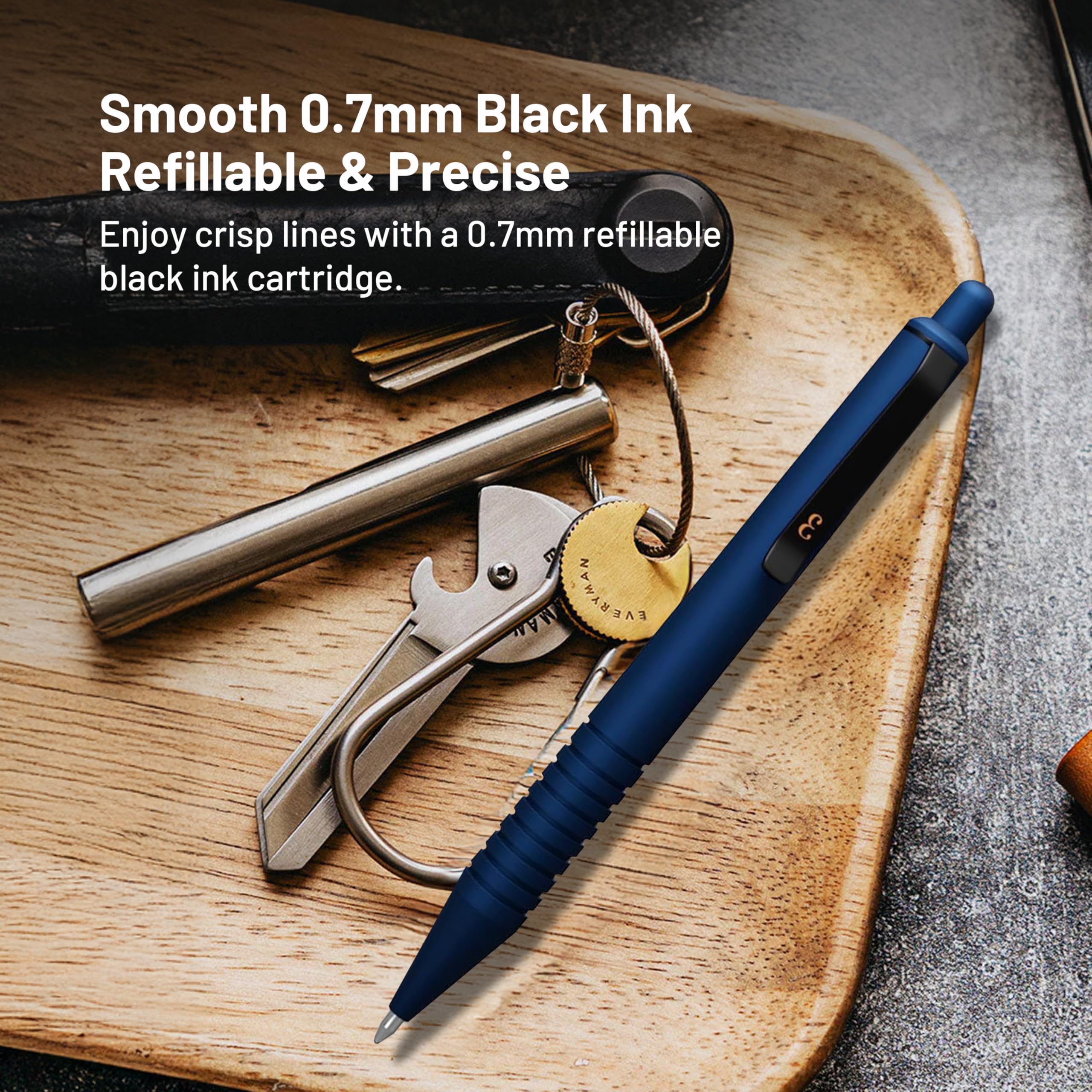 Everyman Midnight Super Matte Mini Click Pen Compact Refillable 0 7mm Gel Pen with Premium Grip Pocket-Size Metal — view 4