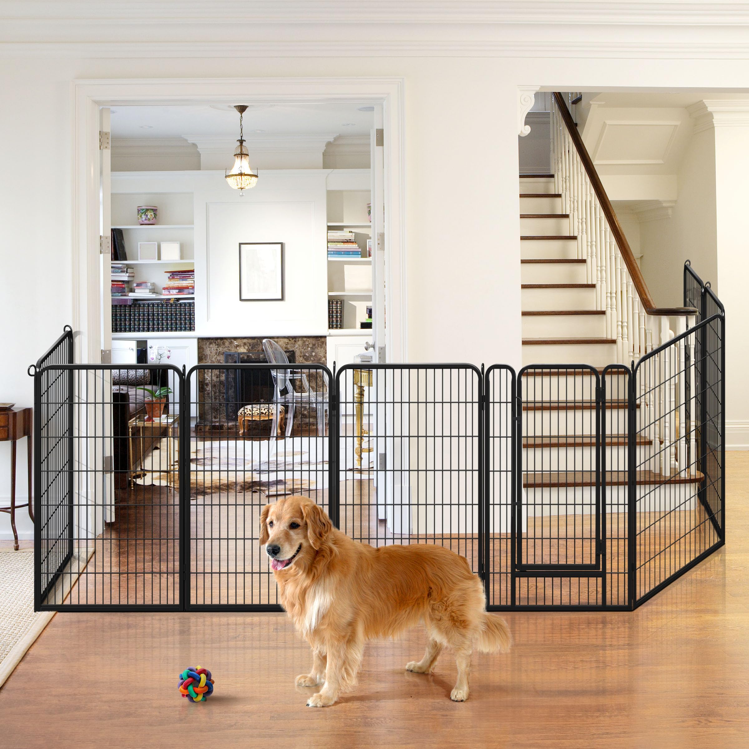 Yaheetech Recinto per Cani Grande 6 Pannelli 71 x 120 cm Conigli Animali Cuccioli per Casa da Interno e Esterno Giardino in Ferro Recinzione Rete Metallica Pieghevole e Portatile