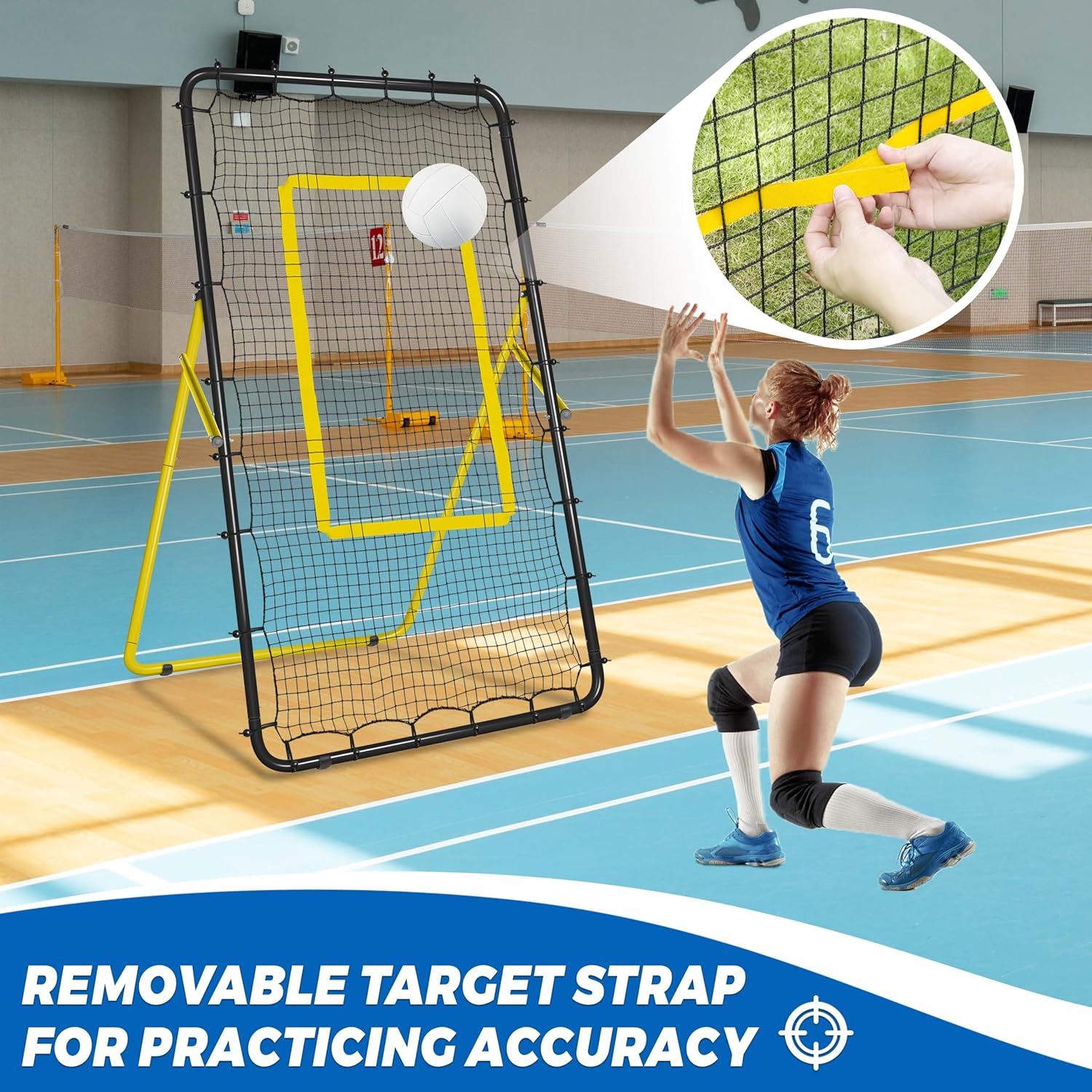 2-in-1 Volleyball Rebounder Net System, Adjustable from 7x4 ft to 4x4.5 ft, 4-Angle Bounce Back Net, Training Equipment for Volleying, Bumping, Spiking Practice, Resists Twisting - Image 6