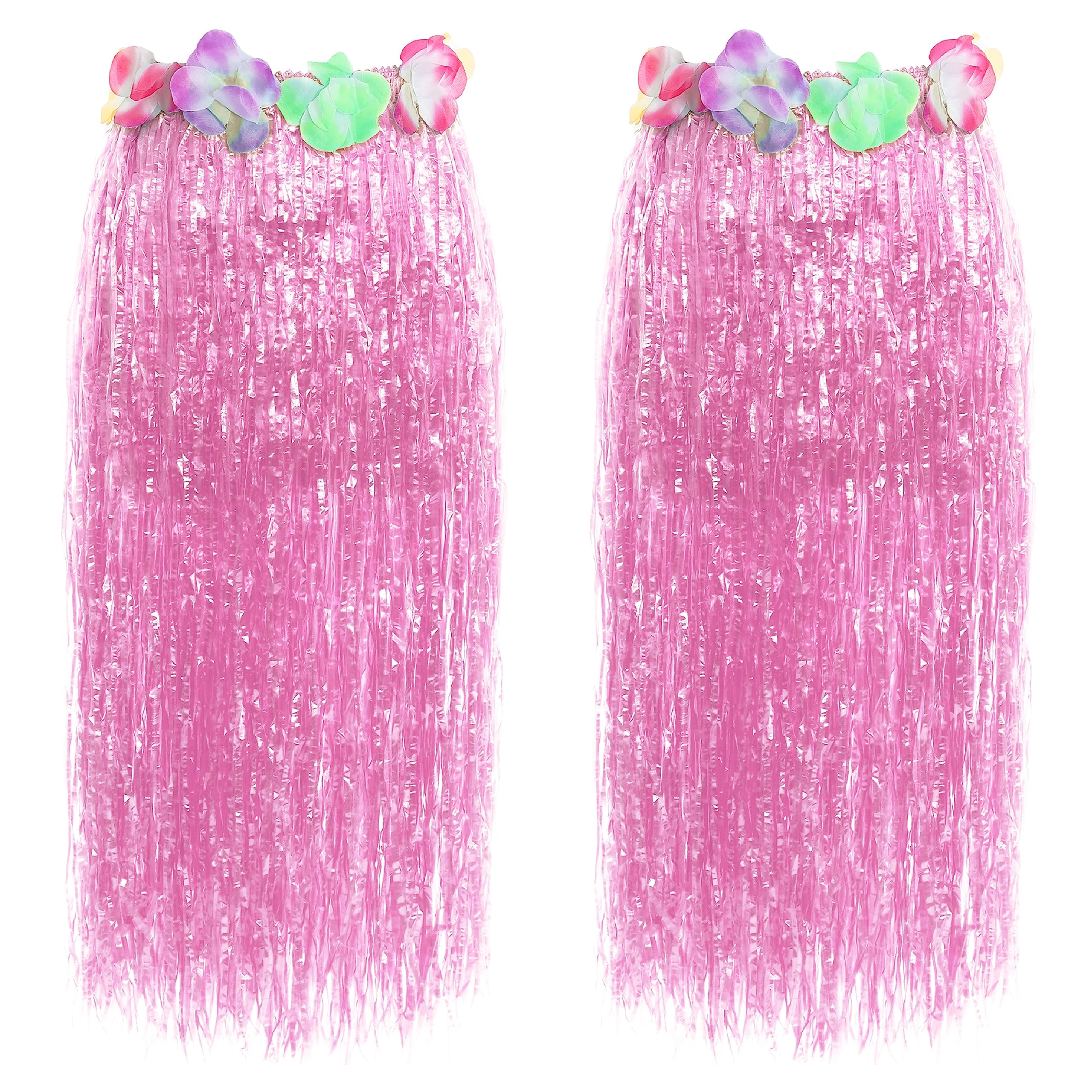 Pink 80cm Hula Skirt - Pink Skirt and Pink Hawaiian Lei Flowers - Perfect for Summer Hawaiian Party Fancy Dress and Other Fancy Dress Events