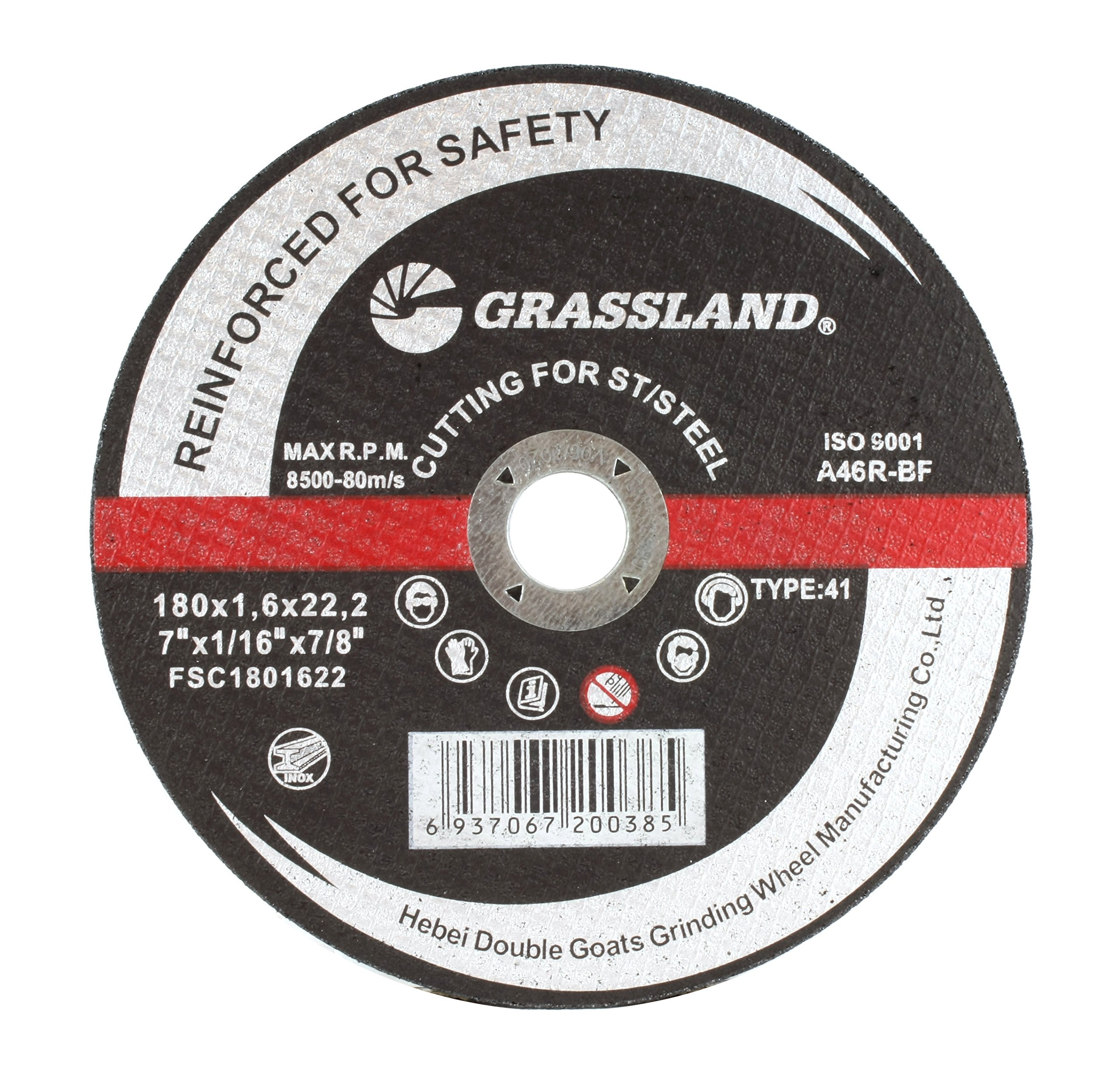 Thin Cutting Disc, Stainless Steel Freehand Cut-Off Wheel - Flat - 7" x 1/16" x 7/8" - T41 - (100 Pack)