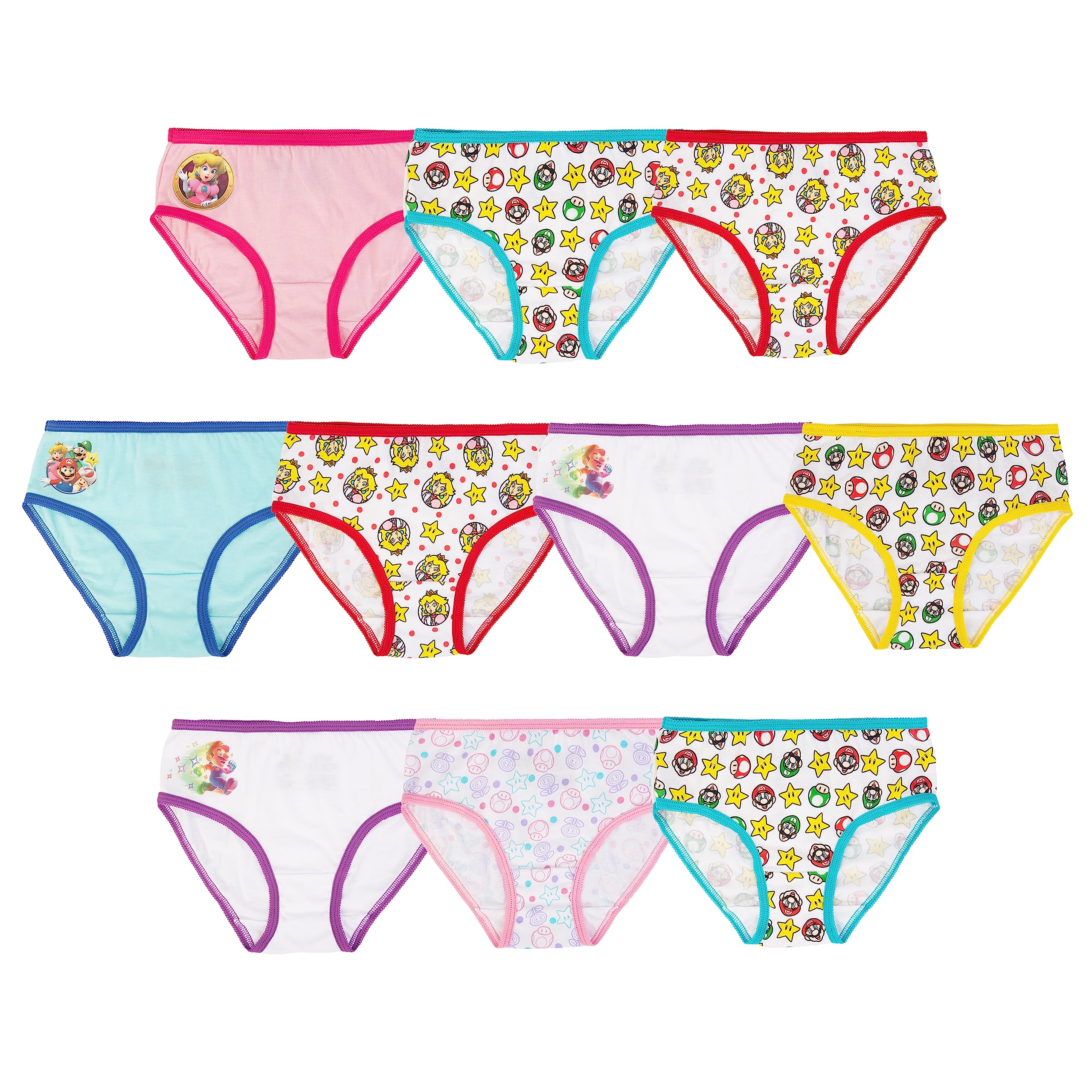 Nintendo Girls Princess Peach Daisy Yoshi Super Mario and Luigi 100 Combed Cotton Underwear Available in Size 4