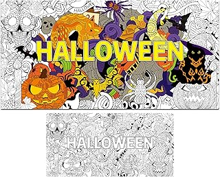 ZOIIWA Halloween Giant Mandala Coloring Posters for Kids Adult Halloween DIY Drawing Coloring Tablecloth Mandala Holiday Coloring Poster for Home School Wall Decor Drawing Games DIY Painting Crafts