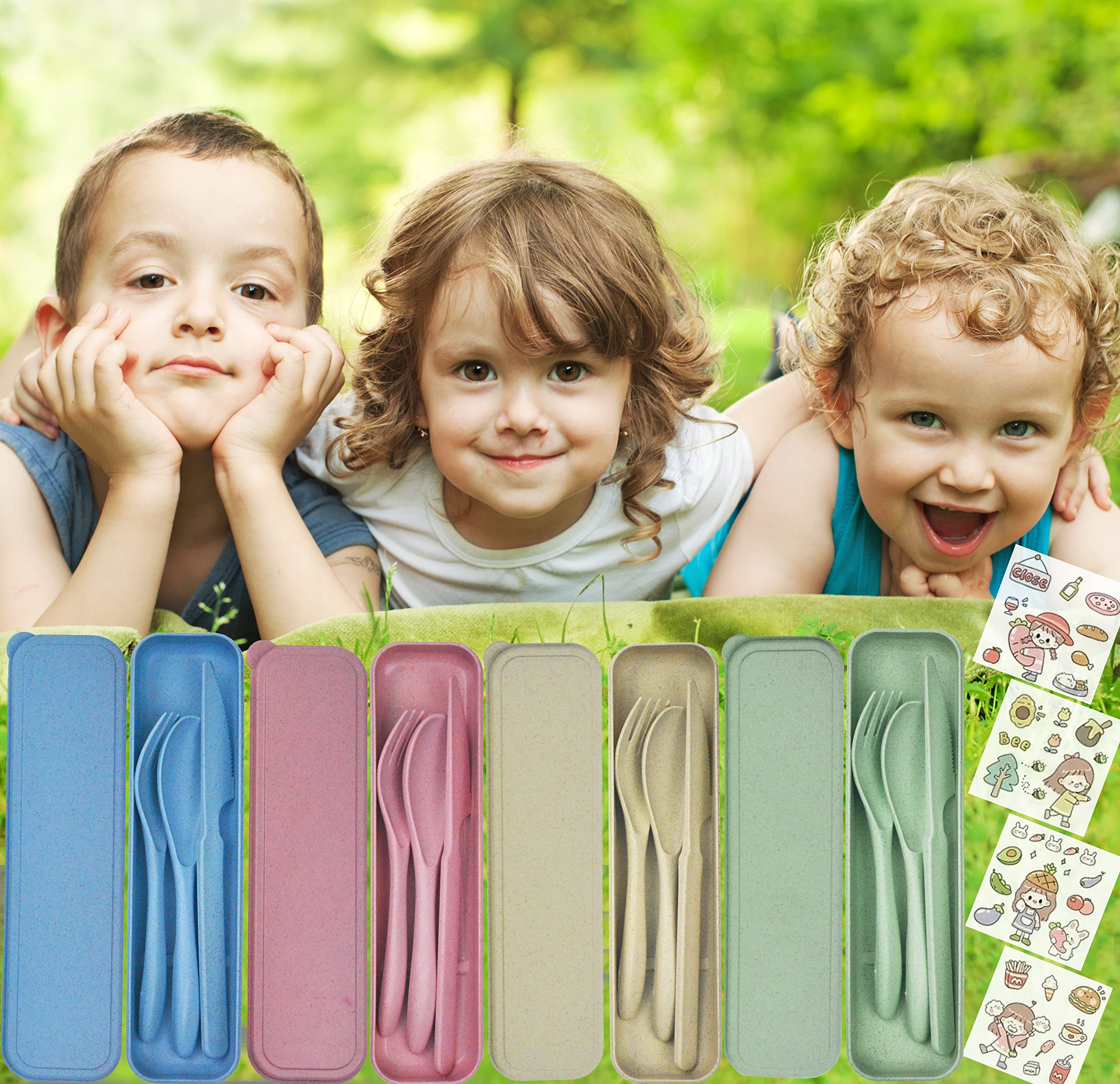 Portable Travel Cutlery Set - Wheat Straw Fork, Spoon & Case, Eco-Friendly Dinnerware For Students, Office & Camping - From Dinnerware Sets - Price 5.45