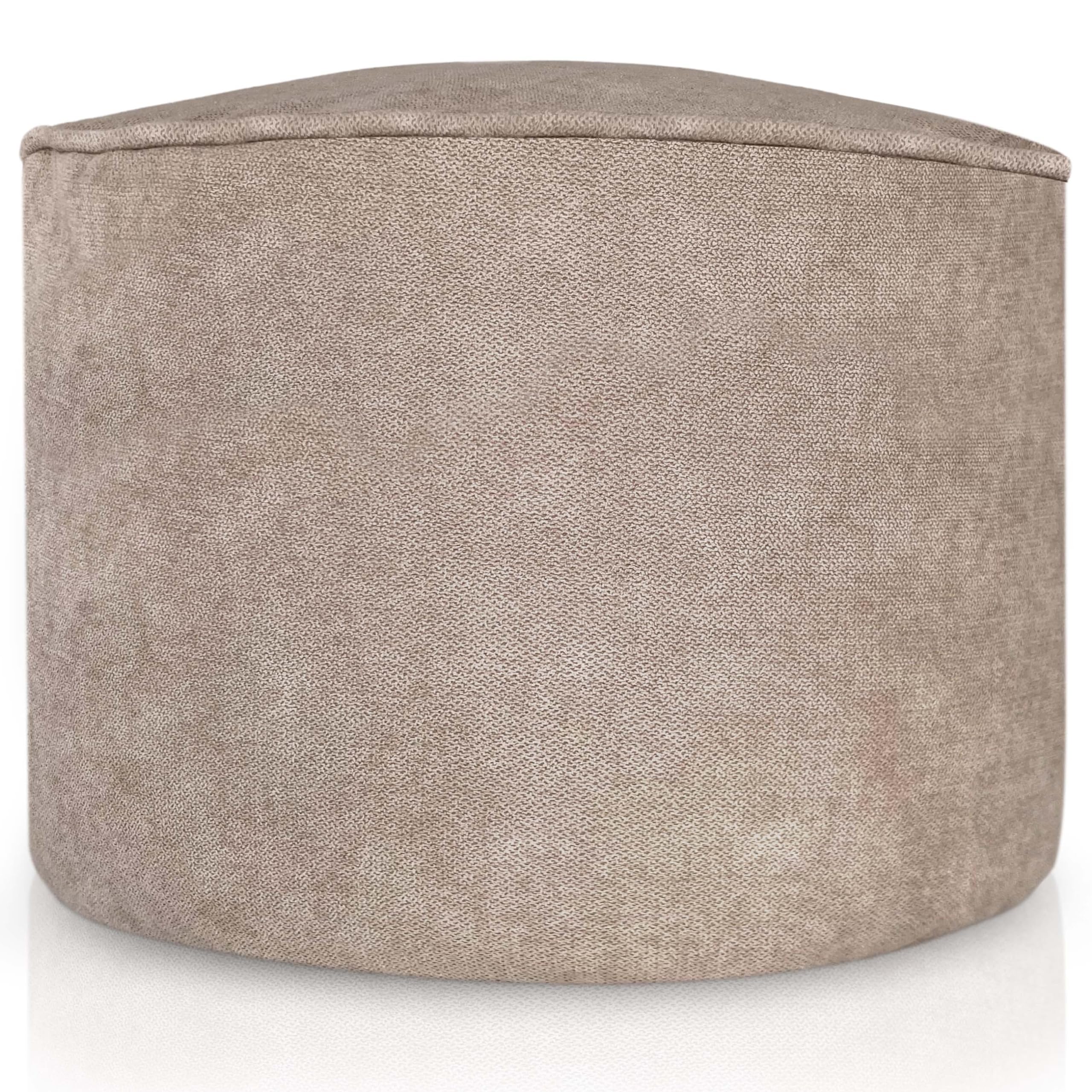 Aiire Reposapies Puff Salon Redondo - Puf Almacenaje de Terciopelo Rústico Moderno o Taburete para Reposa Pies Sofa - Cojin de Suelo XXL para Decoracion Hogar Beige