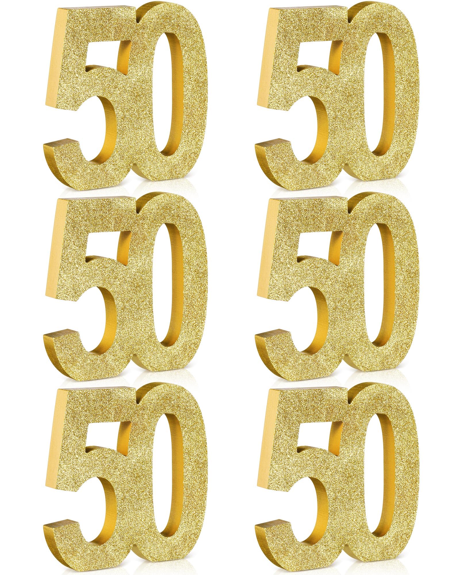 Shellwei 6 Pcs 50th Birthday Decorations for Men and Women, 50th Anniversary Decorations, Gold Glitter Number 50 Table Topper Centerpieces Decorations for Birthday Party