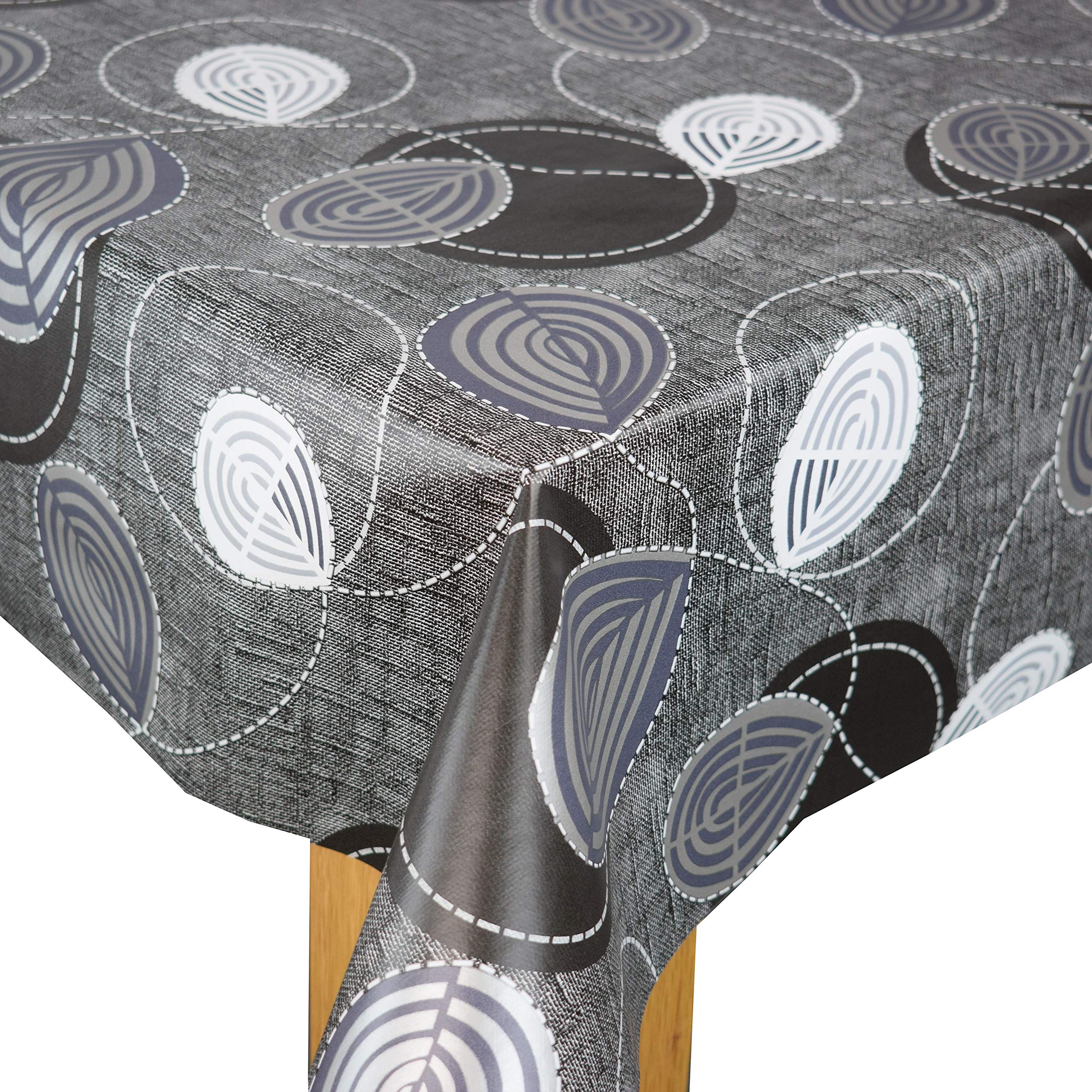 Karina Home Grey Detroit Charcoal Pvc Wipe Clean Tablecloth (, 137Cm X 300Cm)