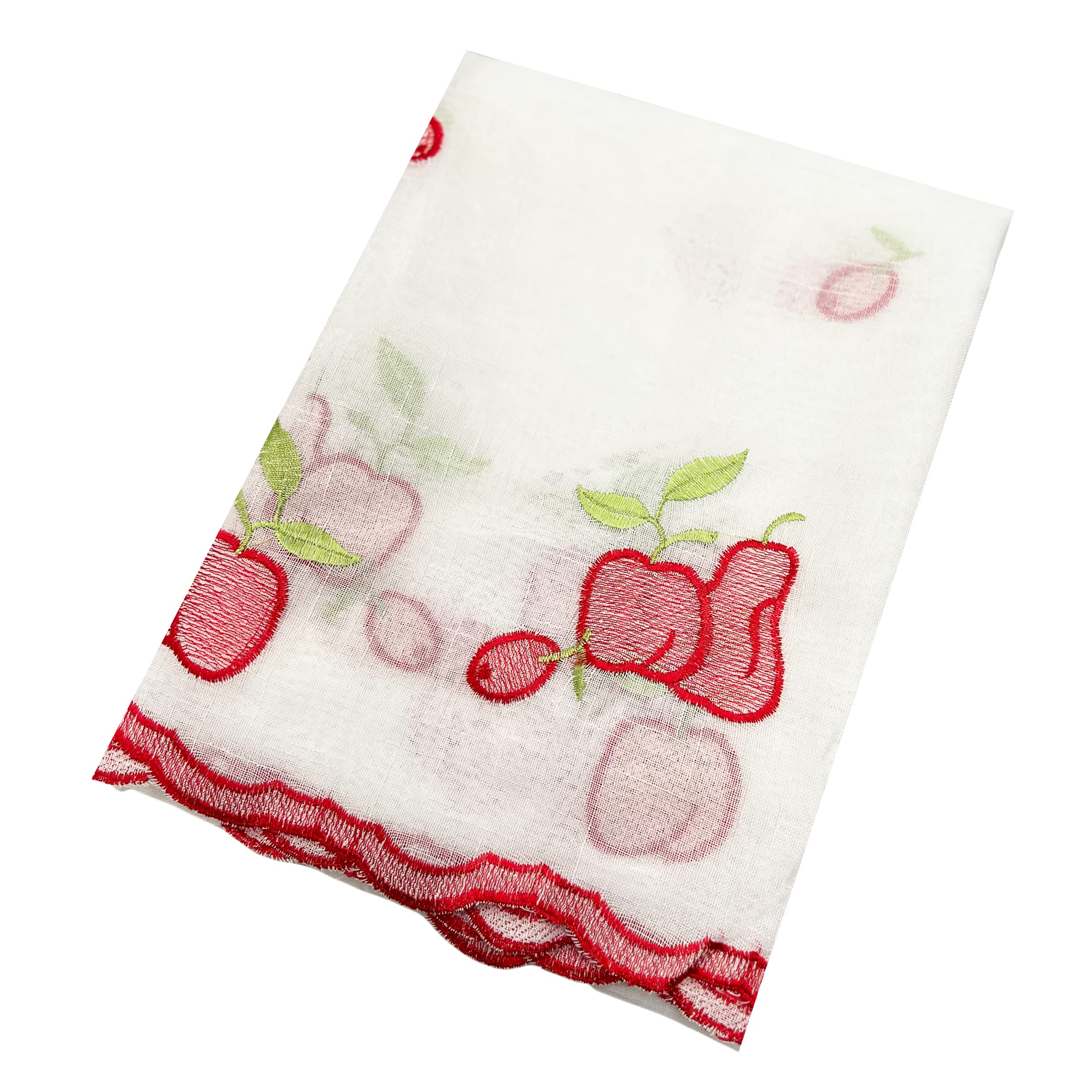 Meishida Cortina Corta Translúcida para Cocina, Visillo Cocina Ventana Blanca Decorativo para Hogar Sala Comedor Balcón y Cocina (Manzana, 150 x 150 cm)