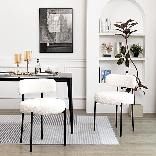 DYHOME Juego de 2 sillas de comedor blancas, sillas de comedor modernas de mediados de siglo, sillas de comedor de cocina, respaldo curvado, silla DYHOME Juego de 2 sillas de comedor blancas, sillas de comedor modernas de mediados de siglo, sillas de comedor de cocina, respaldo curvado, silla