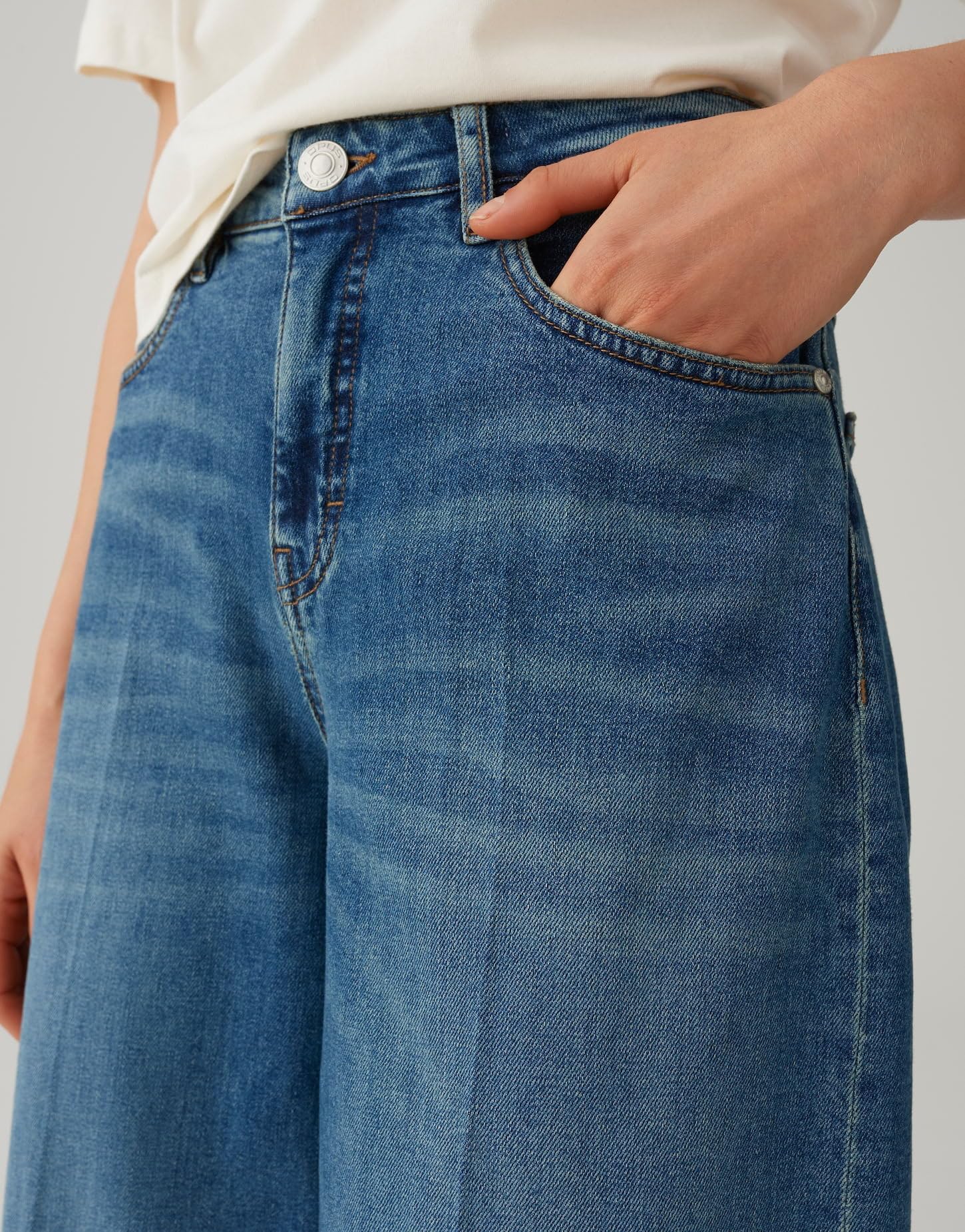 OPUS Damen Wide | Miva Valentine Verkürzte Wide Leg Jeans aus Dry Indigo® Mid Rise