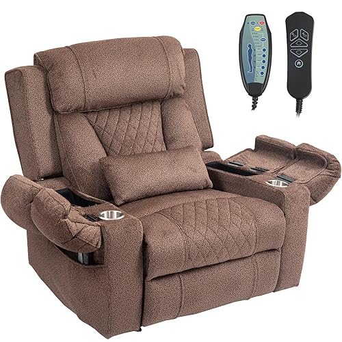 Big Man Power Lay Flat Lift Chair Oversized Recliner Dual Motor Heat Vibration for Elderly, Overstuffed Electric Extra Wide Recliners with Flip Arm Storage Cup Holders,USB Type C Charging