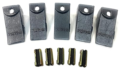 H&L Tooth Company 7107319 Bobcat Style Minicargadora y mini excavadora Dientes de cubo corto (paquete de 5) con 6737326 Bobcat Style Flexpins.