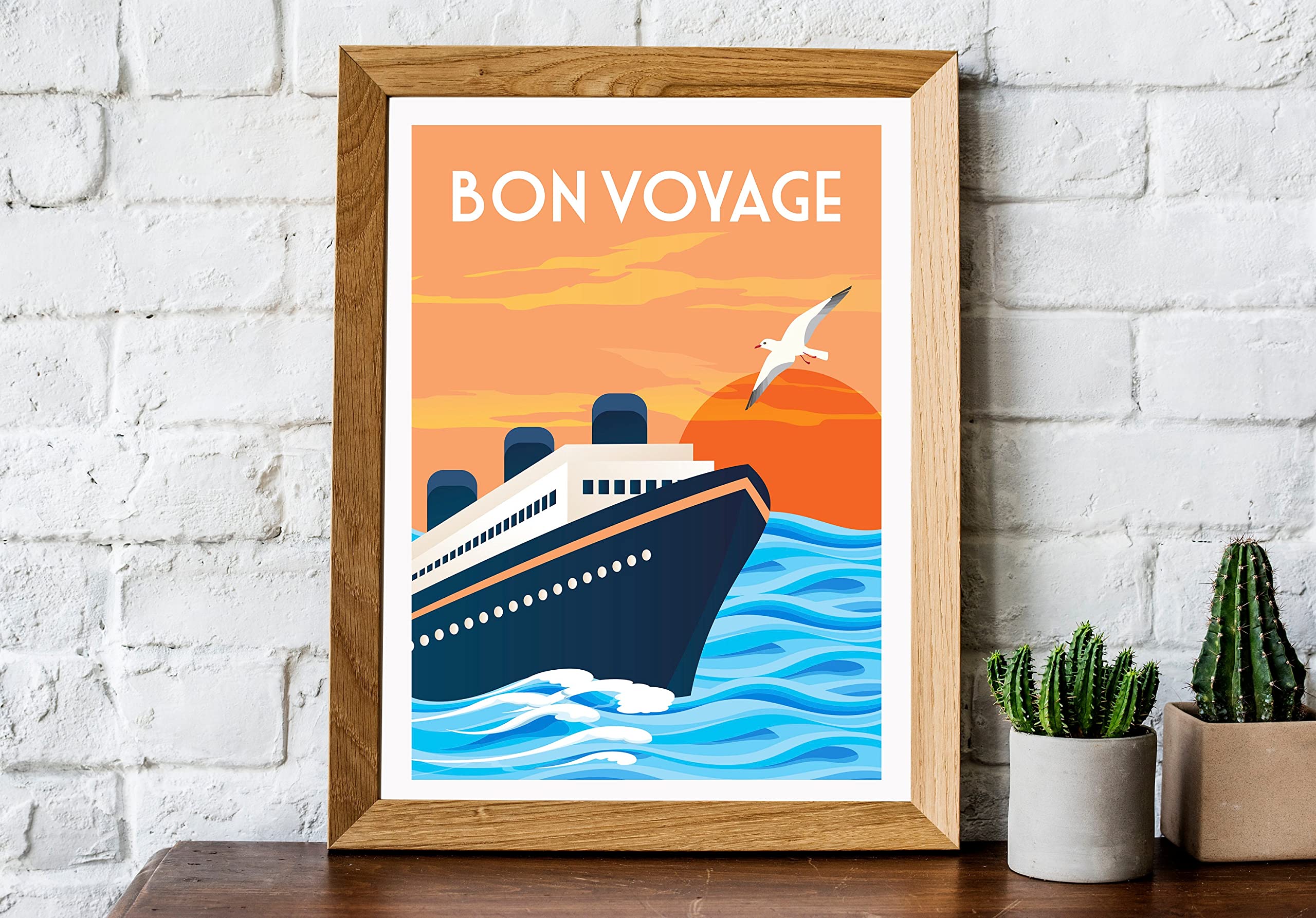 Amazon.com: Bon voyage print, Retro travel print, retro travel
