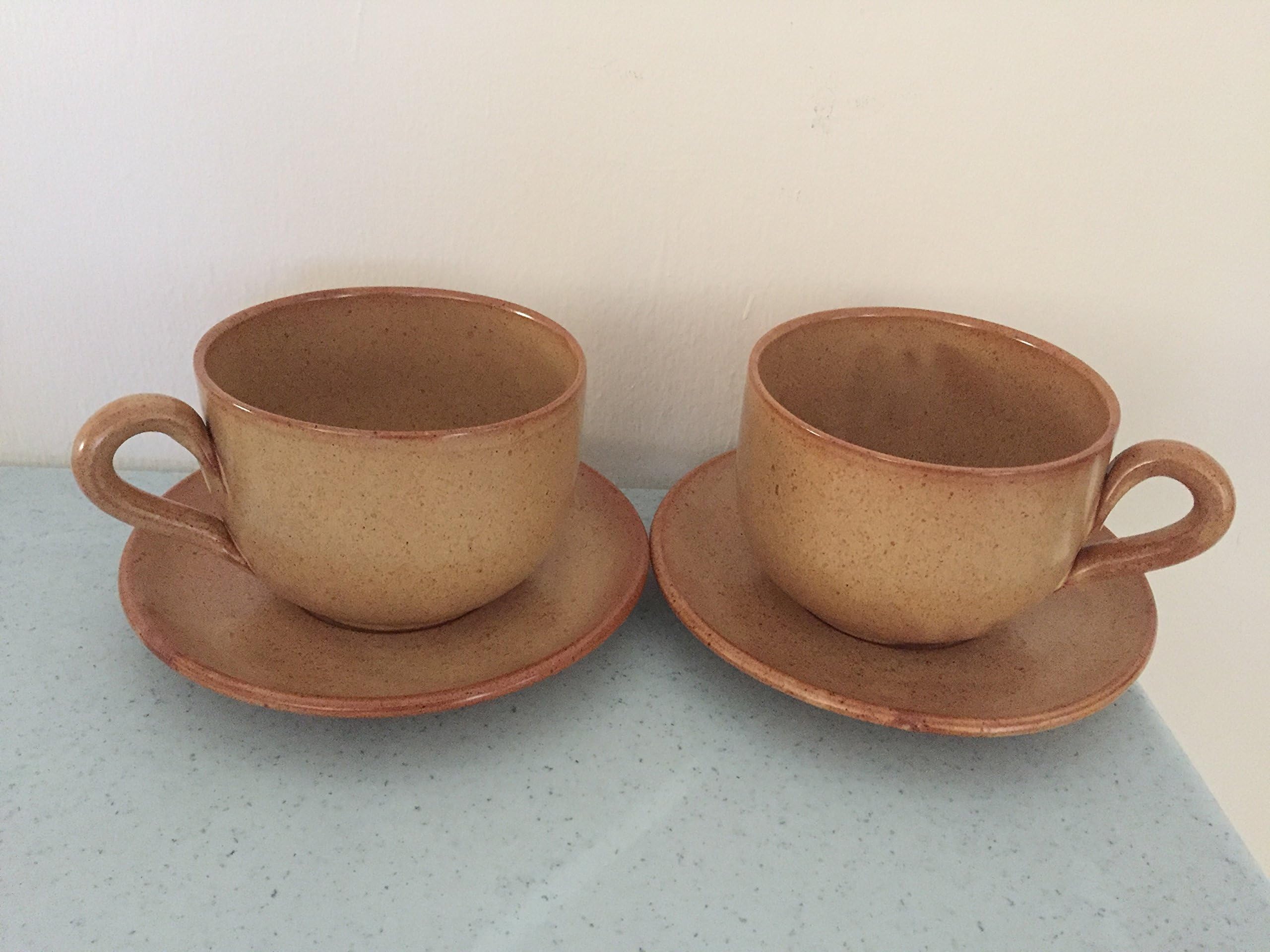 Floridus Design 3" x 5" Mustard Yellow Large Ceramic Mug with Saucer