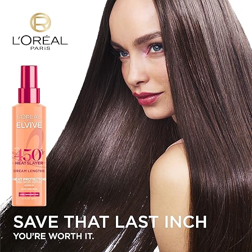 Miniatura 3 de L'Oreal Paris Elvive Dream Lengths Heat Slayer - Spray de pre-planchado sin enjuague, 4.4 onzas
