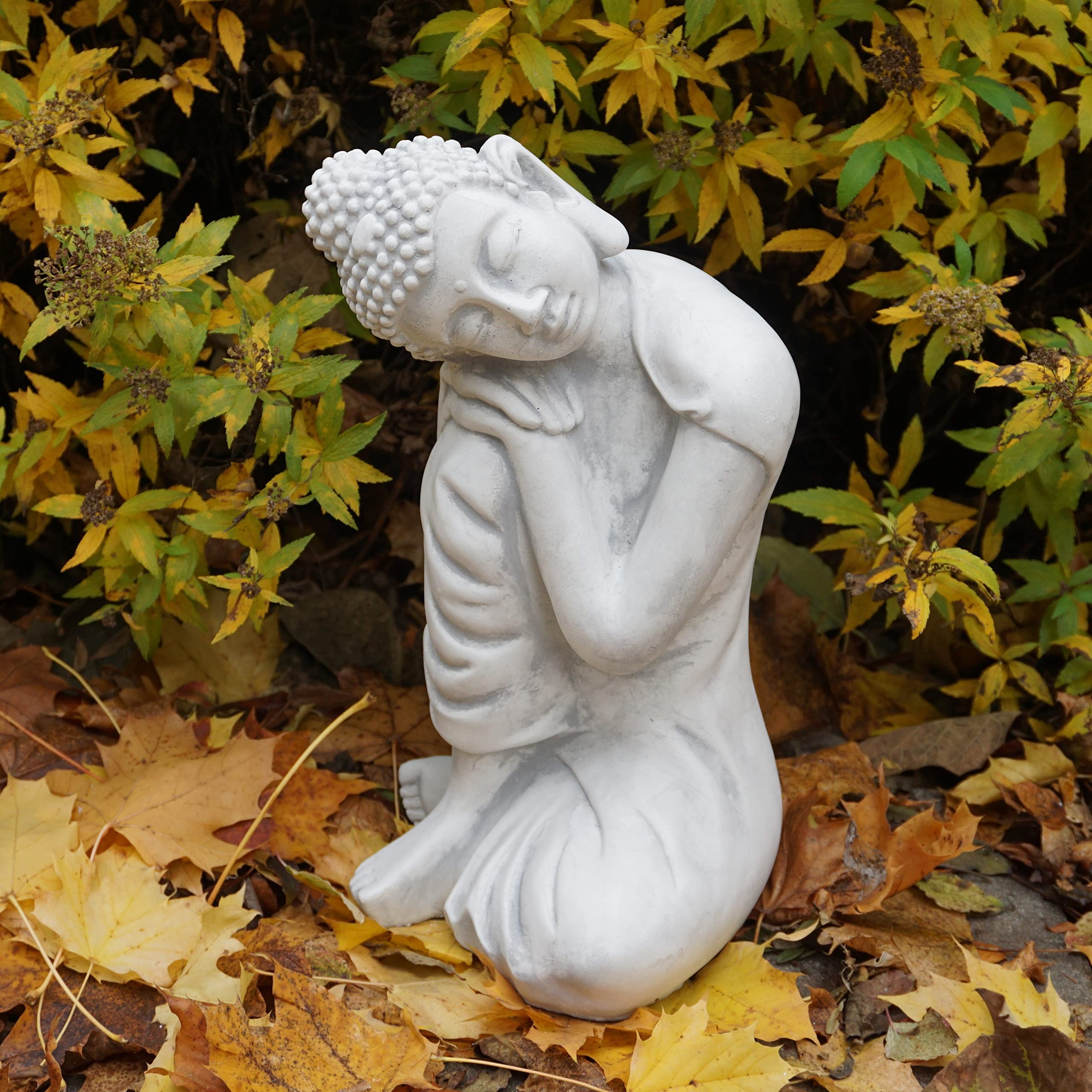 gartendekoparadies.de Statua di pietra del Buddha, altezza 38 cm, 13 kg, grigio resistente al gelo in pietra gres per esterni