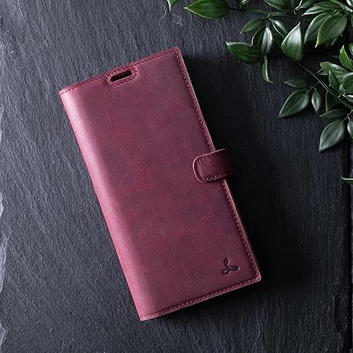 Miniatura 6 de Snakehive Funda de cuero para Samsung Galaxy S24 Ultra 5G  Funda de piel auténtica con soporte de visualización y 3 tarjeteros  Funda con ranura