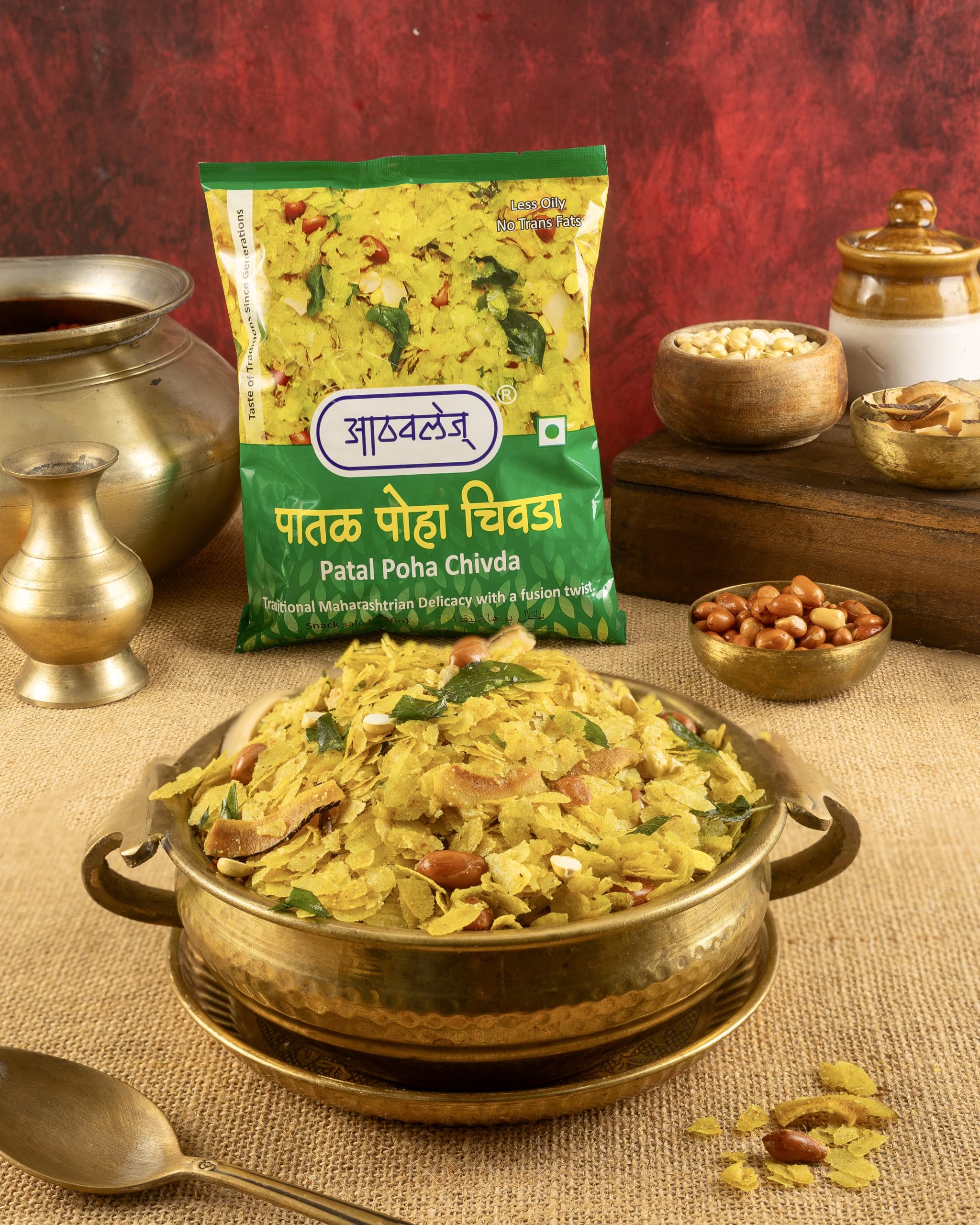 Athavale's Patal Poha Chivda | Classic Yellow Patal Poha Chivda | Green Chilli flavour less oily chivda | 200G - Pack of 2-image-13