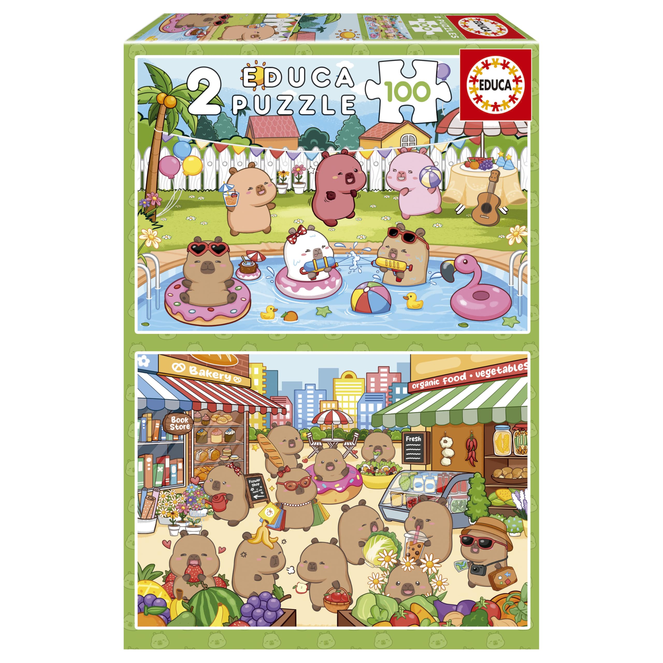 Educa - Capyfun | Set de 2 Puzzles Infantiles con 100 Piezas | Recomendados a Partir de 6 7 8 años (20484)
