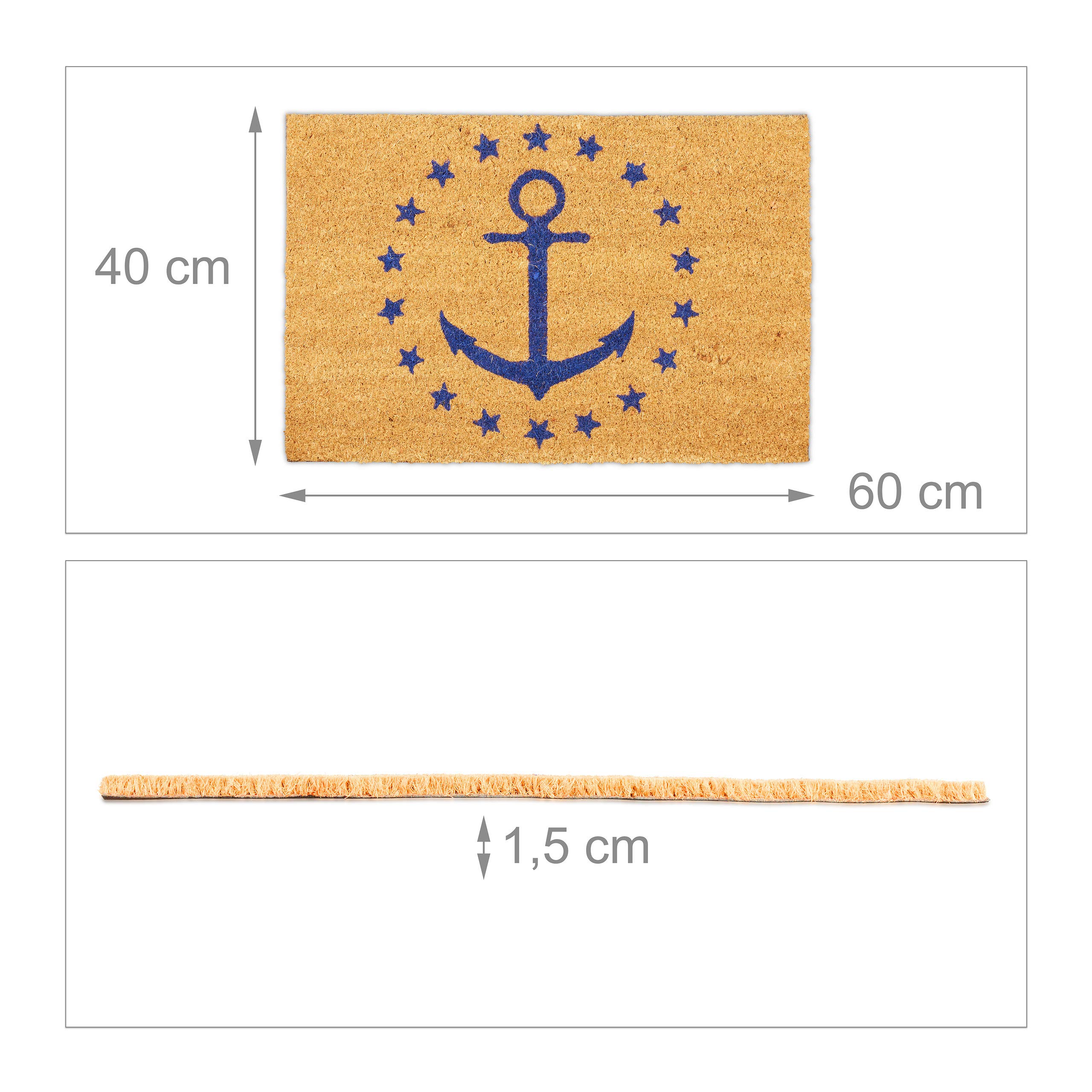 Paillasson En Coco - Décoration Extérieure - Motif Ancre Côtière - NEUF