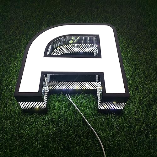 Miniatura 7 de Letras grandes iluminadas para exteriores, letras de canal de 10 a 20 pulgadas de alto, letreros de negocios iluminados de acero inoxidable para