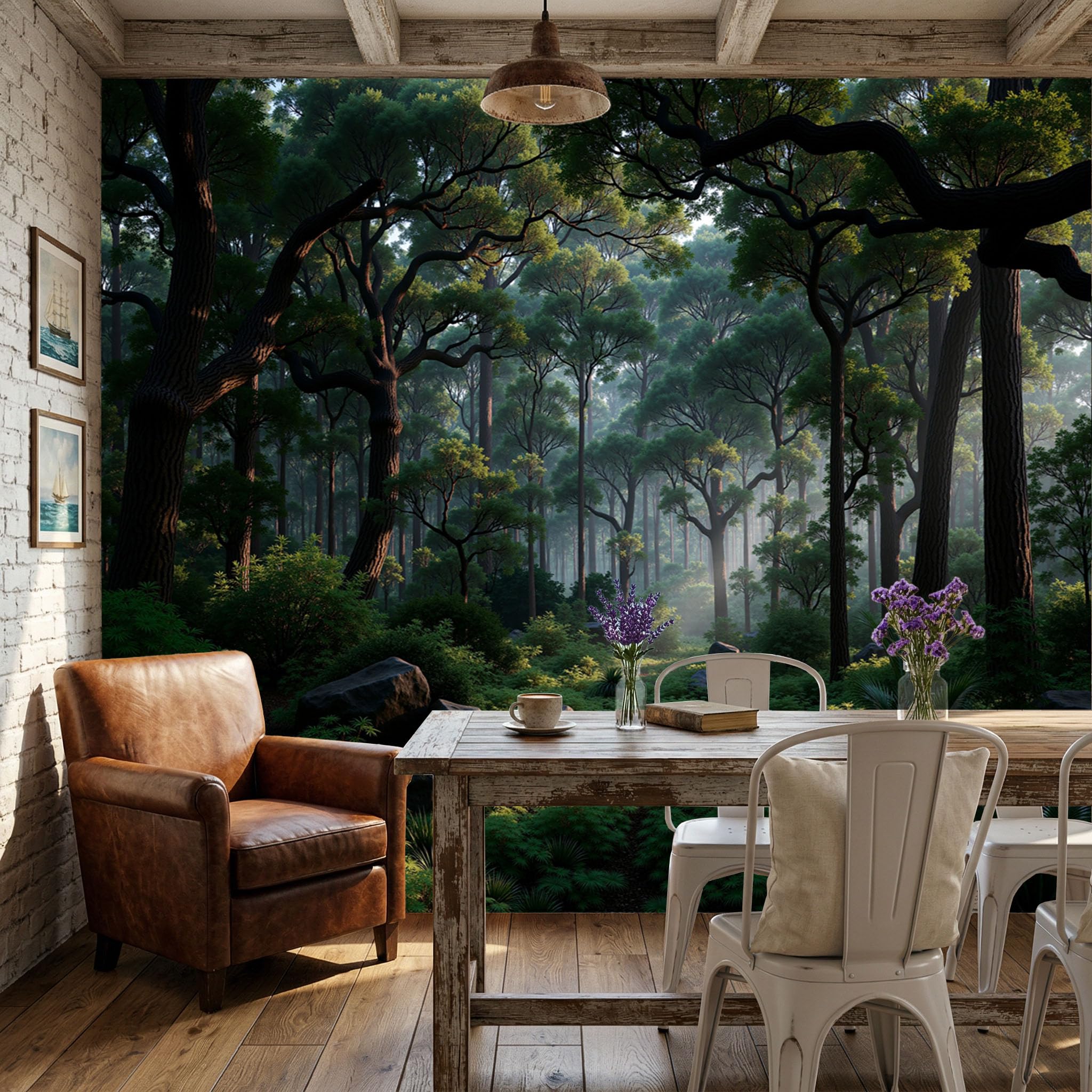 Papier peint panoramique arbres tropicaux salon chambre 300x210