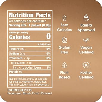 Suger in the Raw Monk Fruit Zero-Calorie Sugar Substitute Packets - Natural Monk Fruit Sweetener Powder, No Erythritol, Plant-Based Keto Sweetener, Diabetic Friendly, 40 Count Each (Pack of 2)