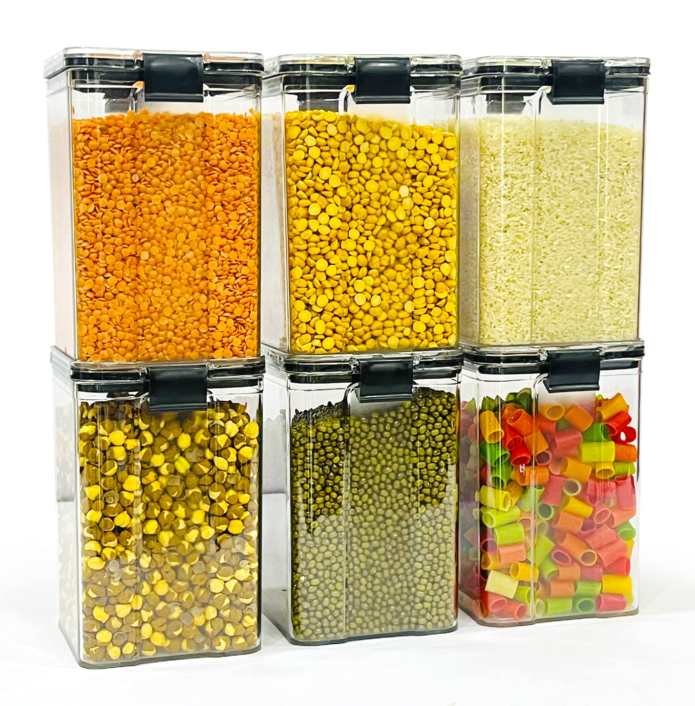 AarohiAir Tight Containers, Plastic Boxes For Storage - 1100Ml Bpa Free Container For Kitchen Storage Set, Kitchen Accessories Items For Kitchen Organizer, Kitchen Storage (Set Of 6), Transparent