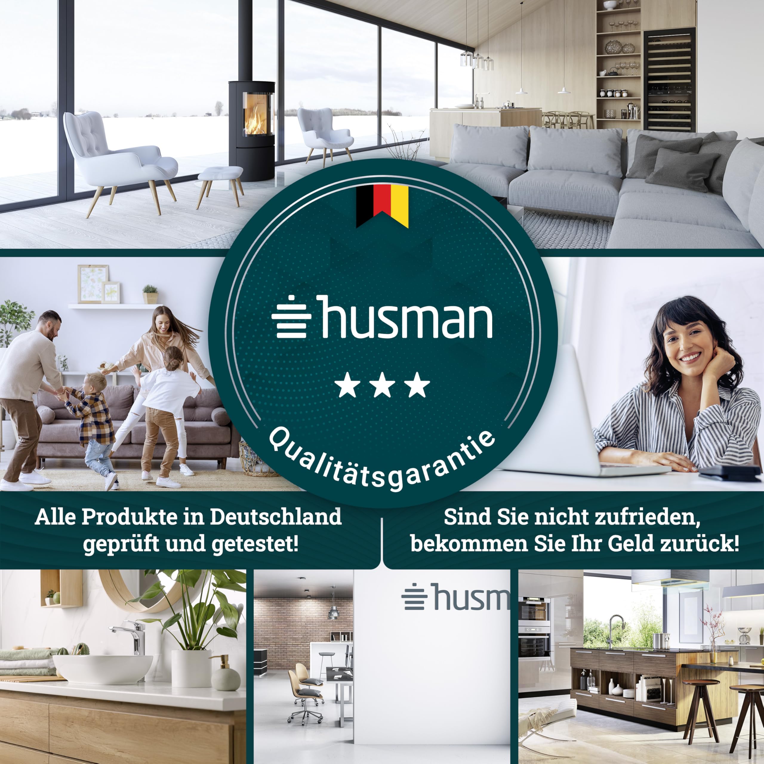husman® Estante de ducha sin taladrar | acero inoxidable cepillado | con ranuras de drenaje y 3 ganchos | pegar en lugar de taladrar | cesta de ducha estantería de pared estantería de ducha estantería
