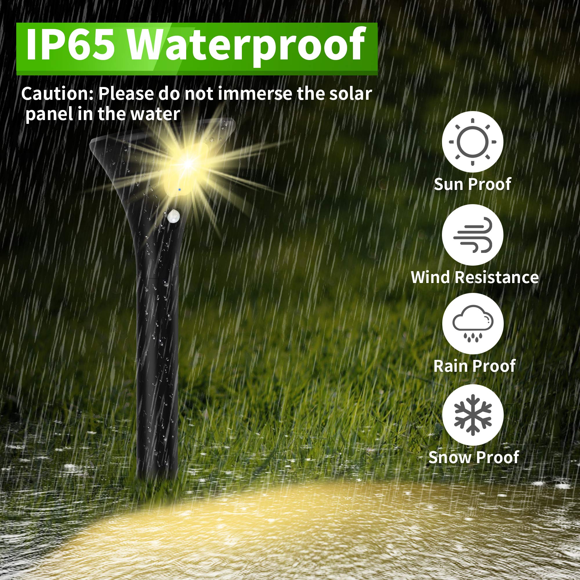 Solarlampe für Außen, Solarleuchten Garten LED mit Bewegungsmelder 2 Modi IP65 Wasserdicht Wegeleuchten Auto Ein/Aus für Garten, Terrasse, Pfad, Rasen
