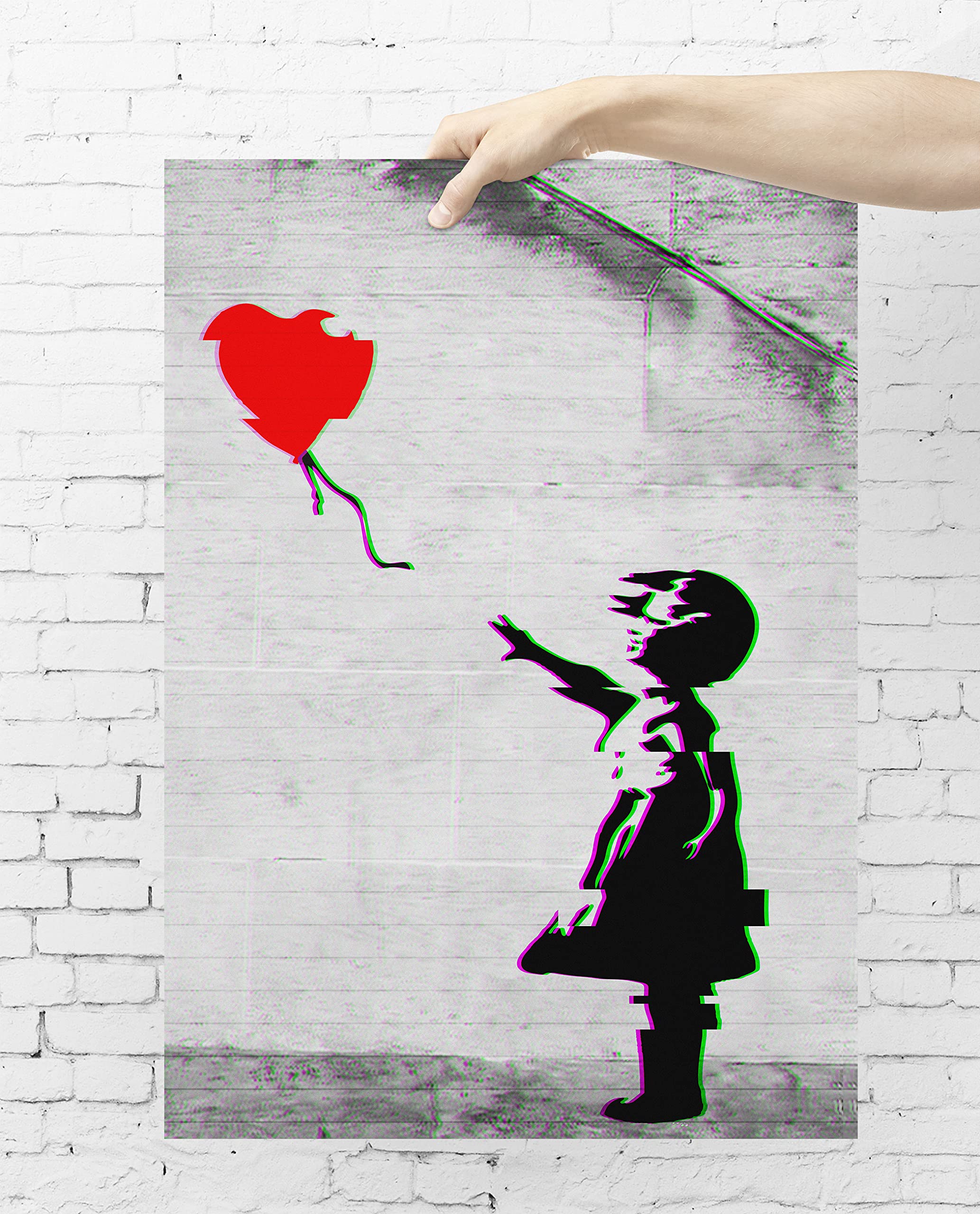 Cotton Poster Banksy Girl with Heart Balloon - Modern Street Art