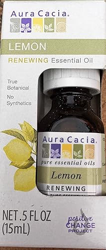 Aura Cacia Aceite esencial de limón en caja, 0.5 oz
