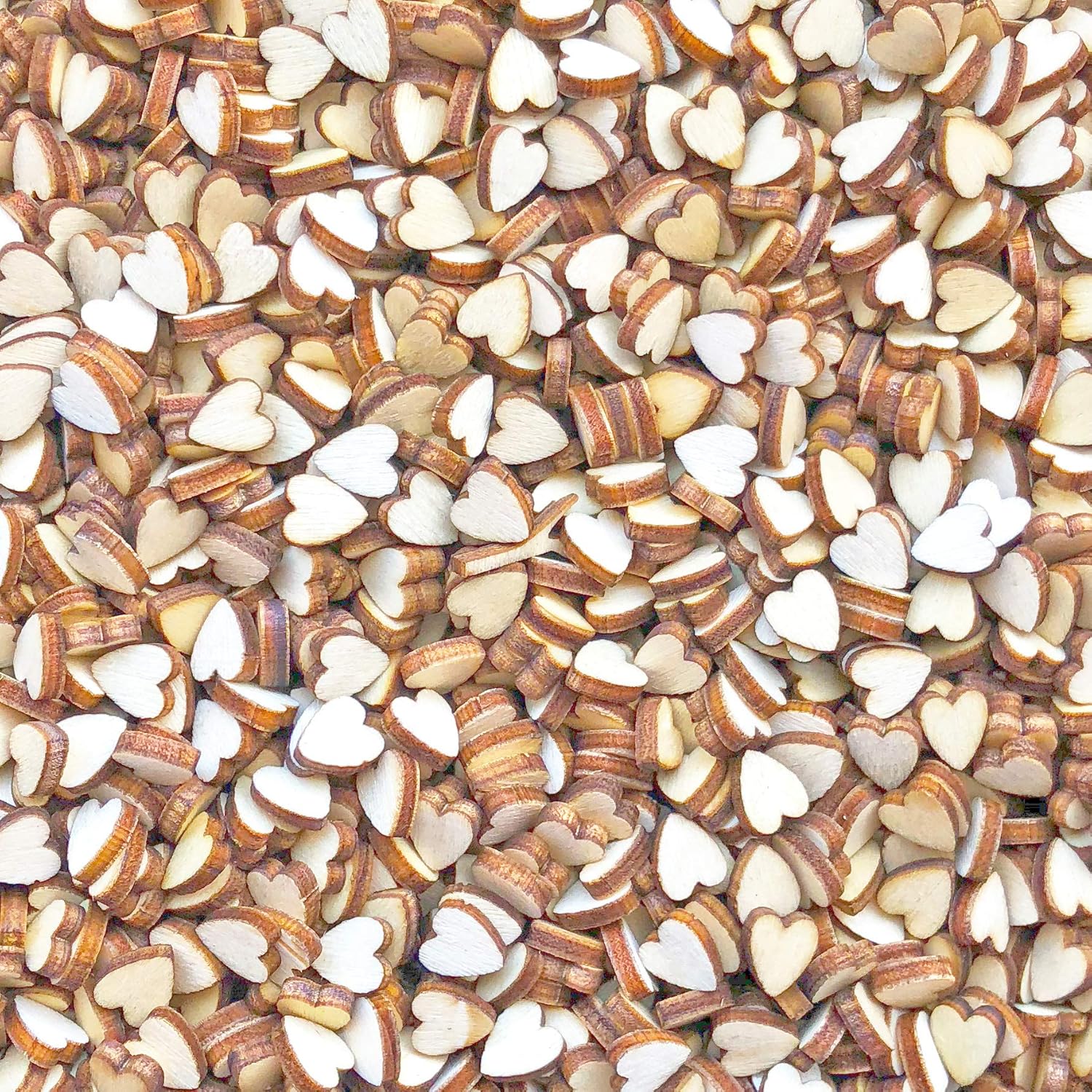 7mm Love Hearts Plain Wooden Shabby Chic Craft Scrapbook Vintage Confetti Hearts (100)