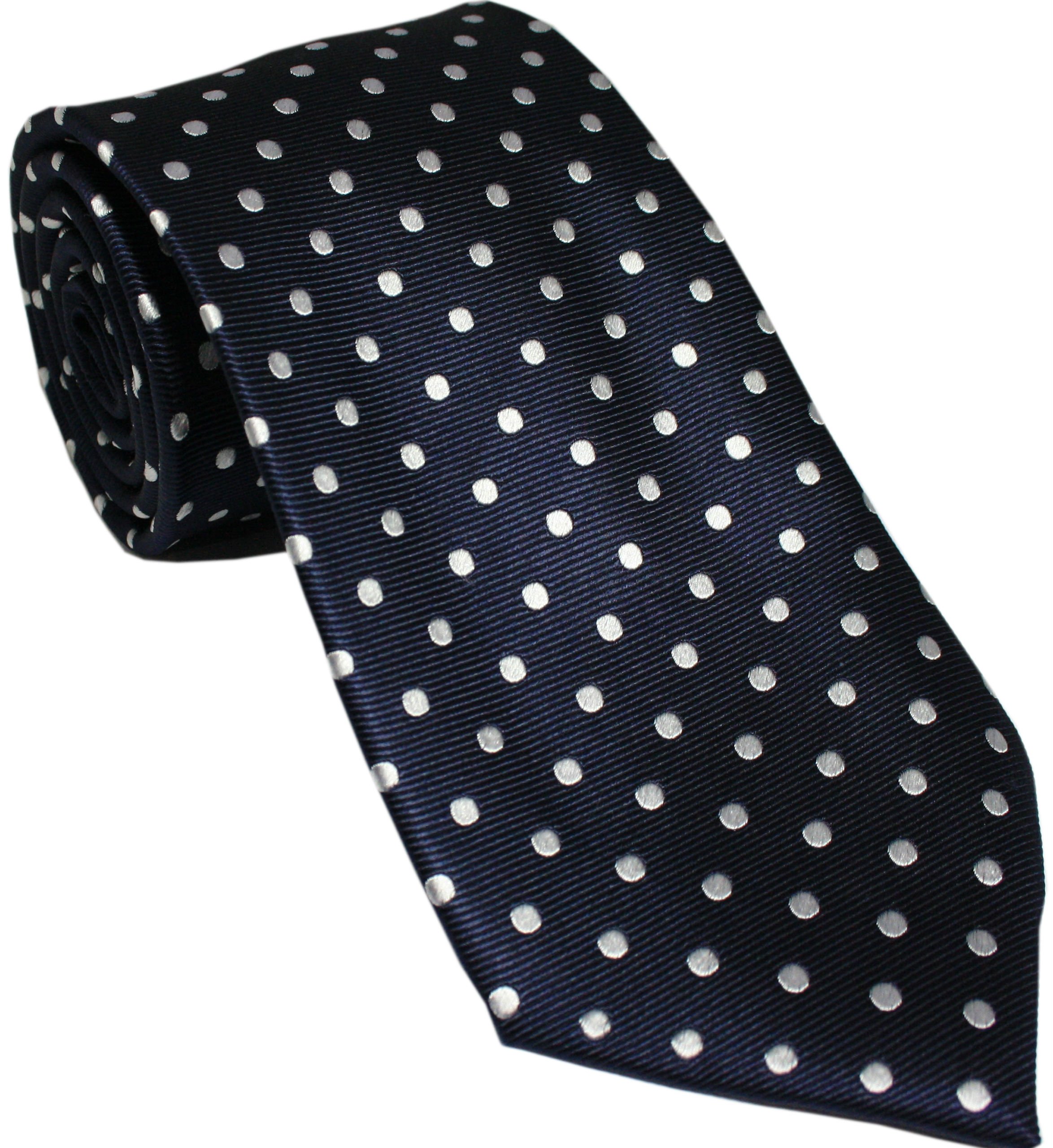 Oliver Bainbridge Navy Silk Tie with White Polka Dot